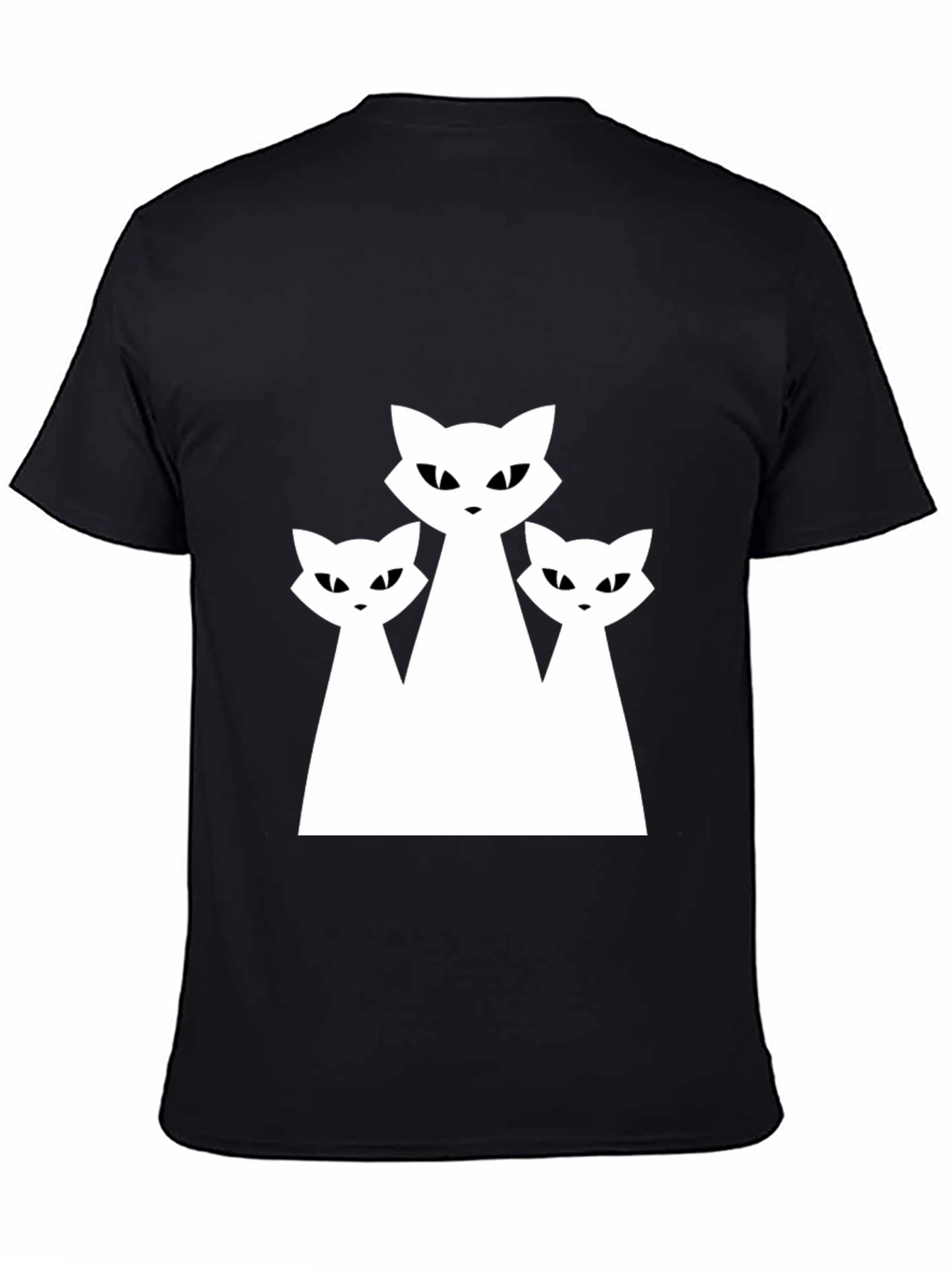 Three Cats Graphic Tee - Black Cotton T-Shirt
