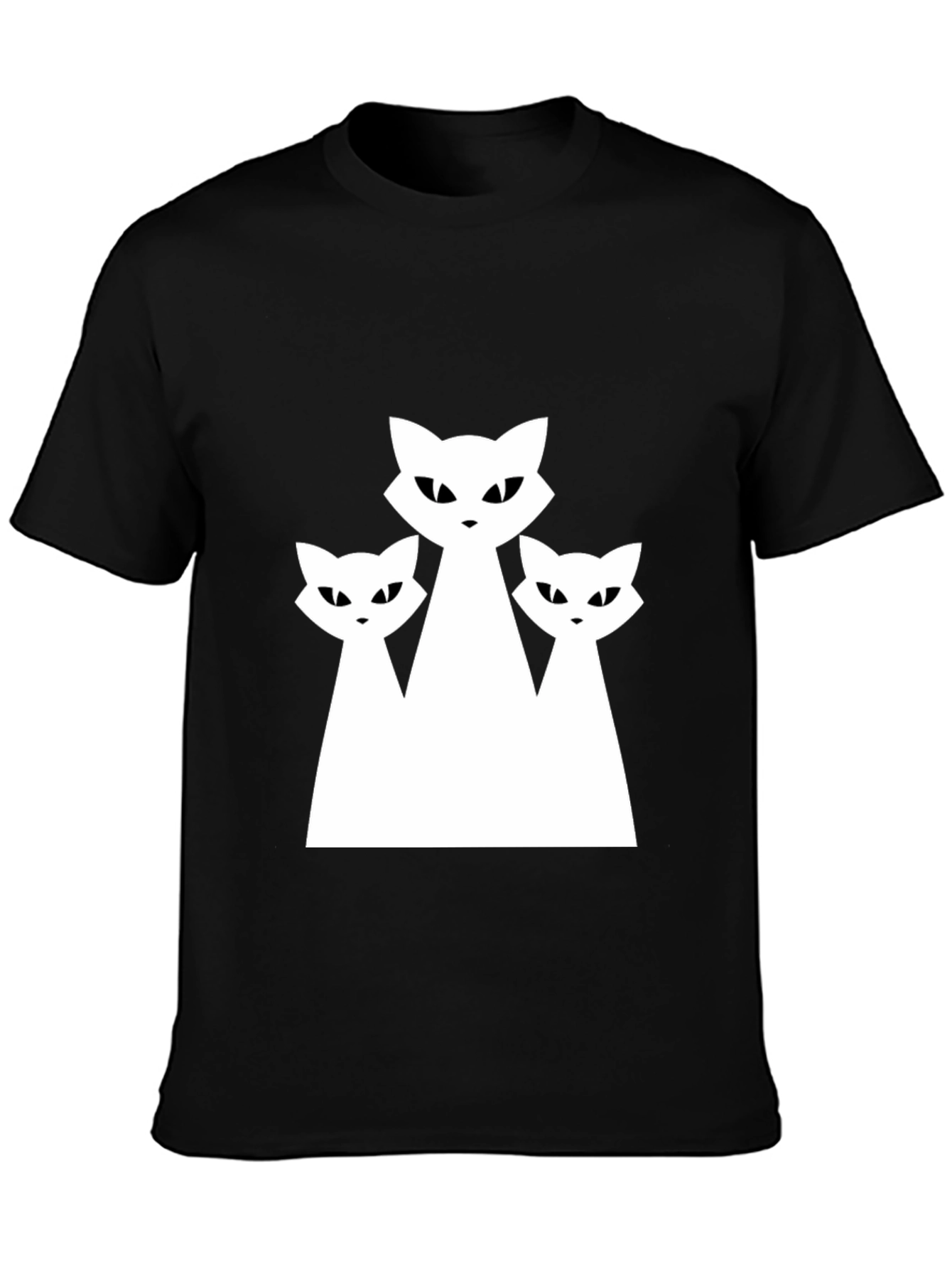 Three Cats Graphic Tee - Black Cotton T-Shirt