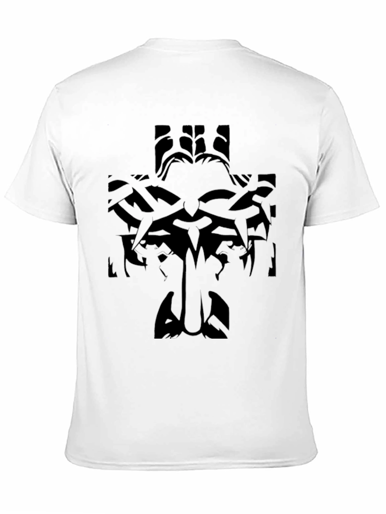 Black Graphic T-Shirt: Tribal Cross Design