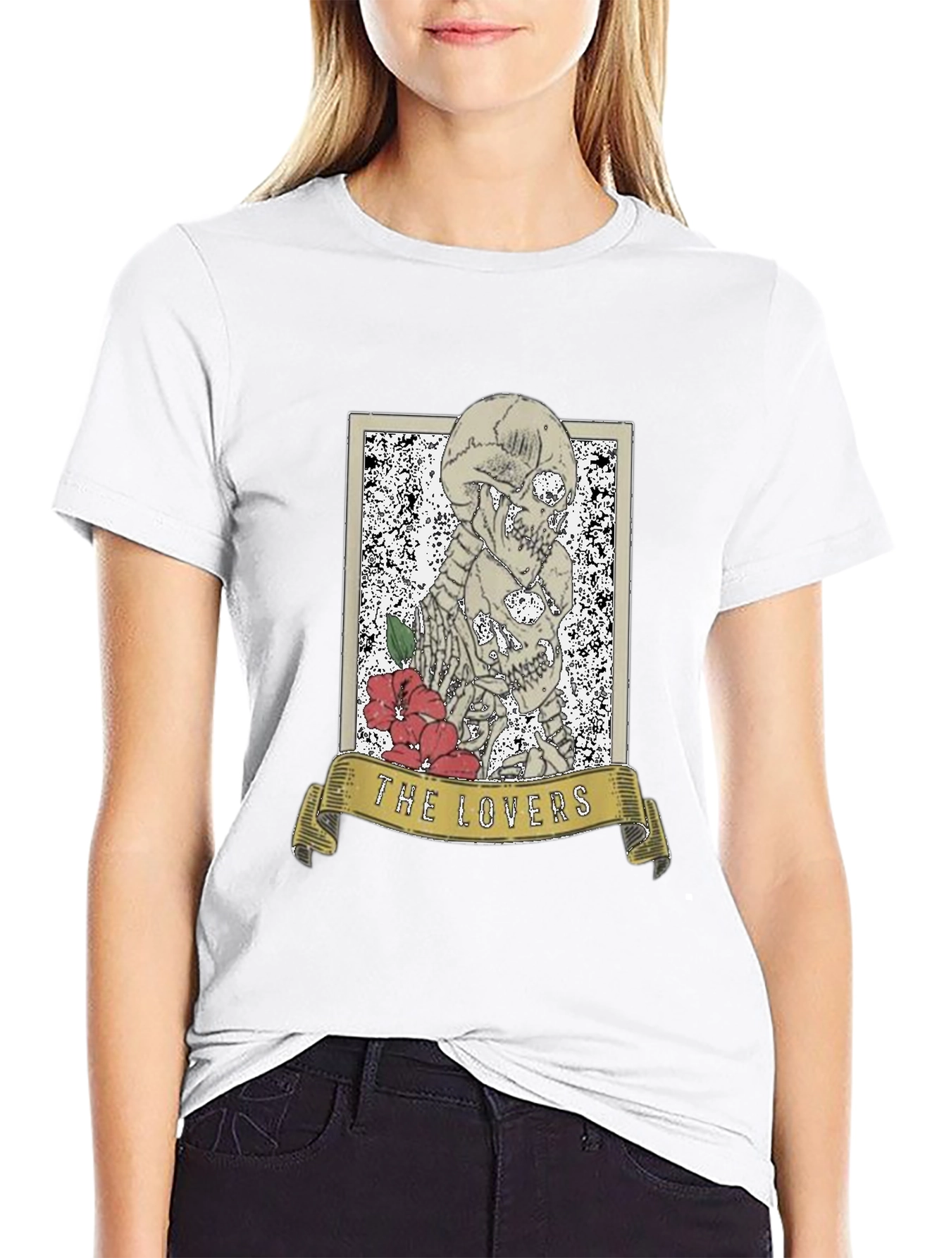 The Lovers Tarot Skeleton Graphic T-Shirt