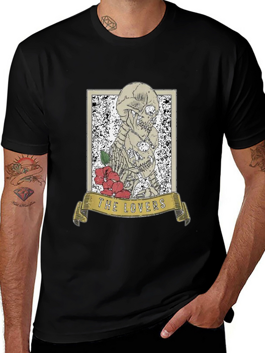 The Lovers Tarot Skeleton Graphic T-Shirt