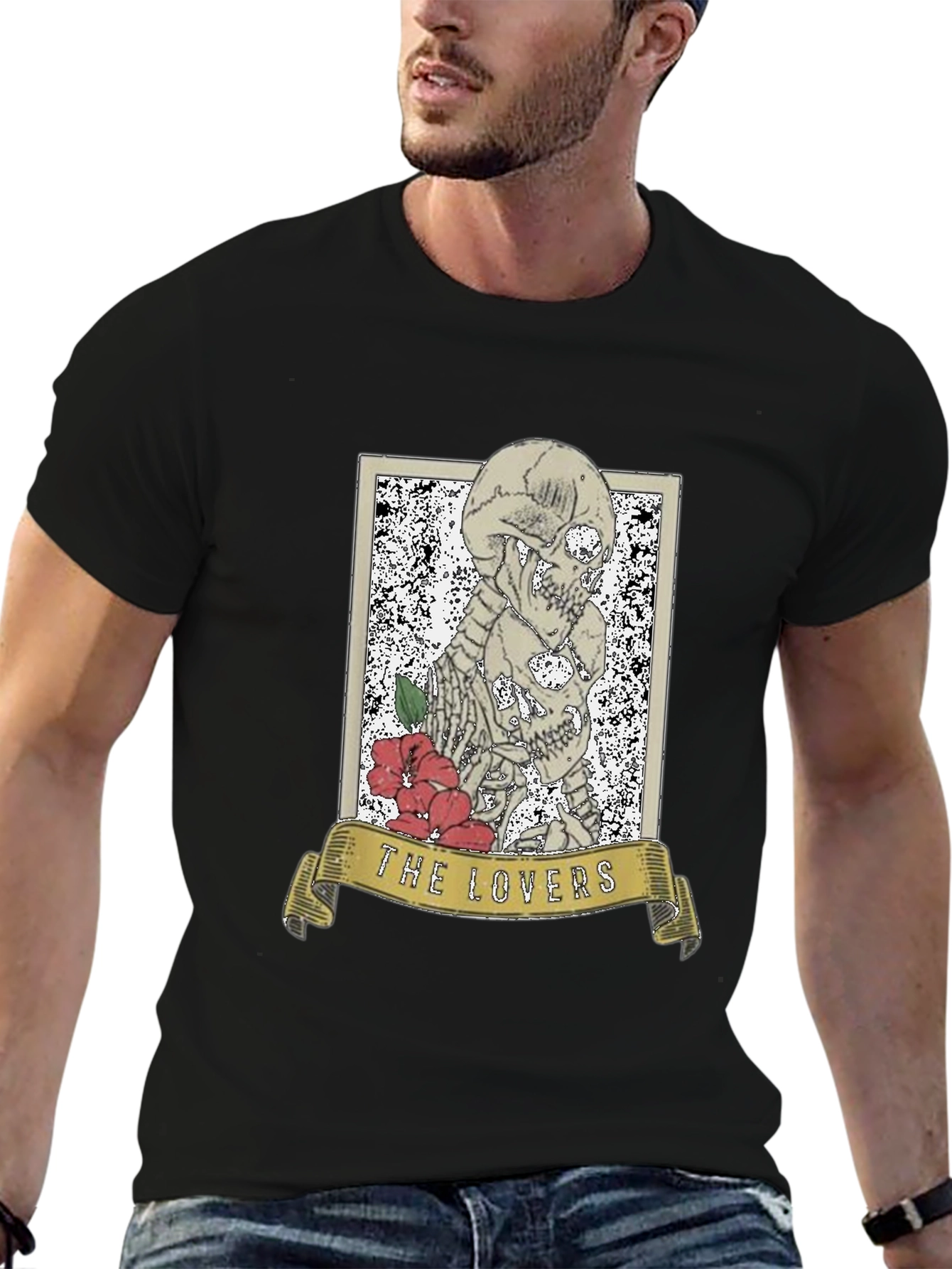 The Lovers Tarot Skeleton Graphic T-Shirt