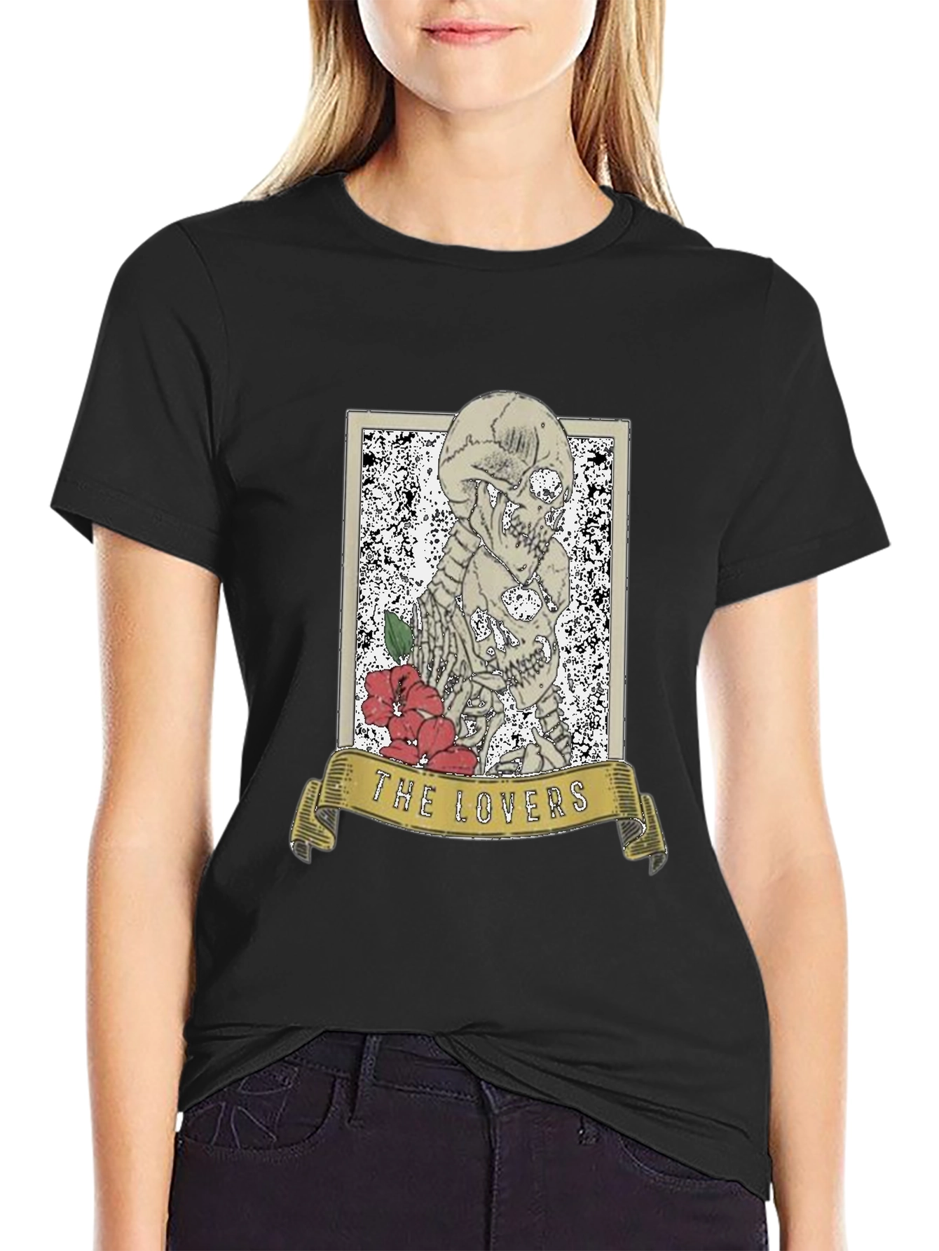 The Lovers Tarot Skeleton Graphic T-Shirt