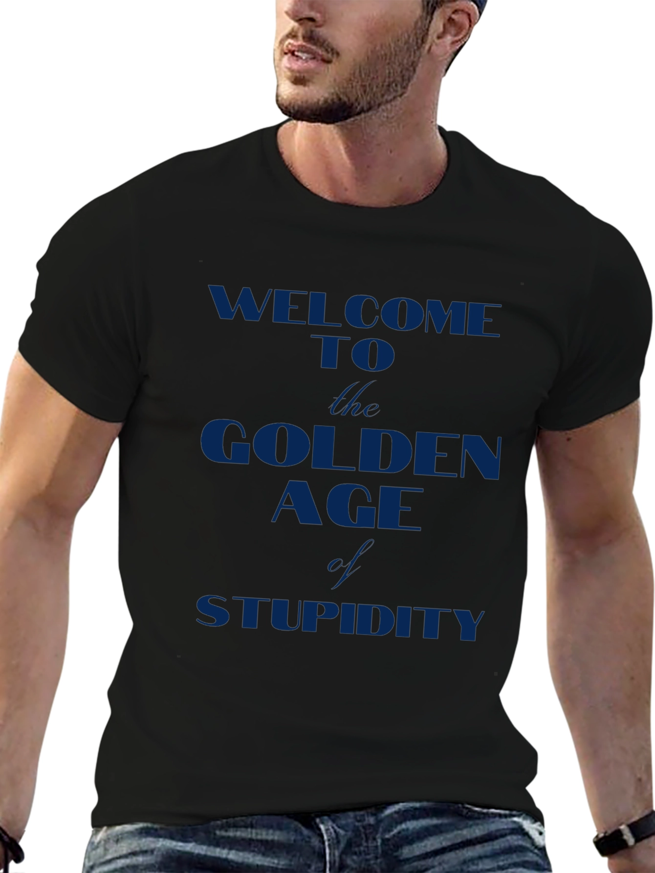 Golden Age of Stupidity T-Shirt - Dark Blue Print