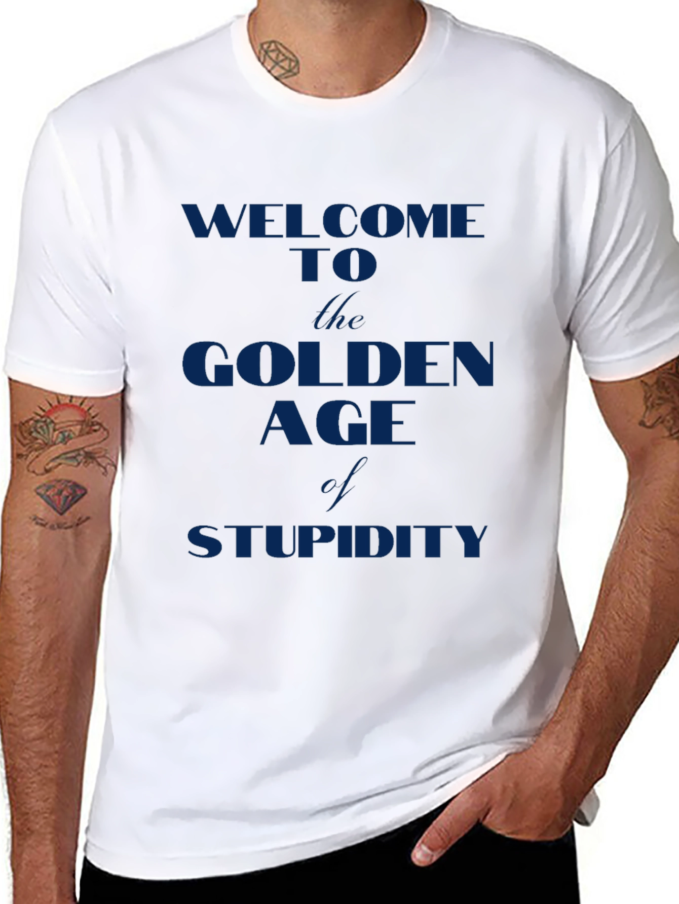 Golden Age of Stupidity T-Shirt - Dark Blue Print