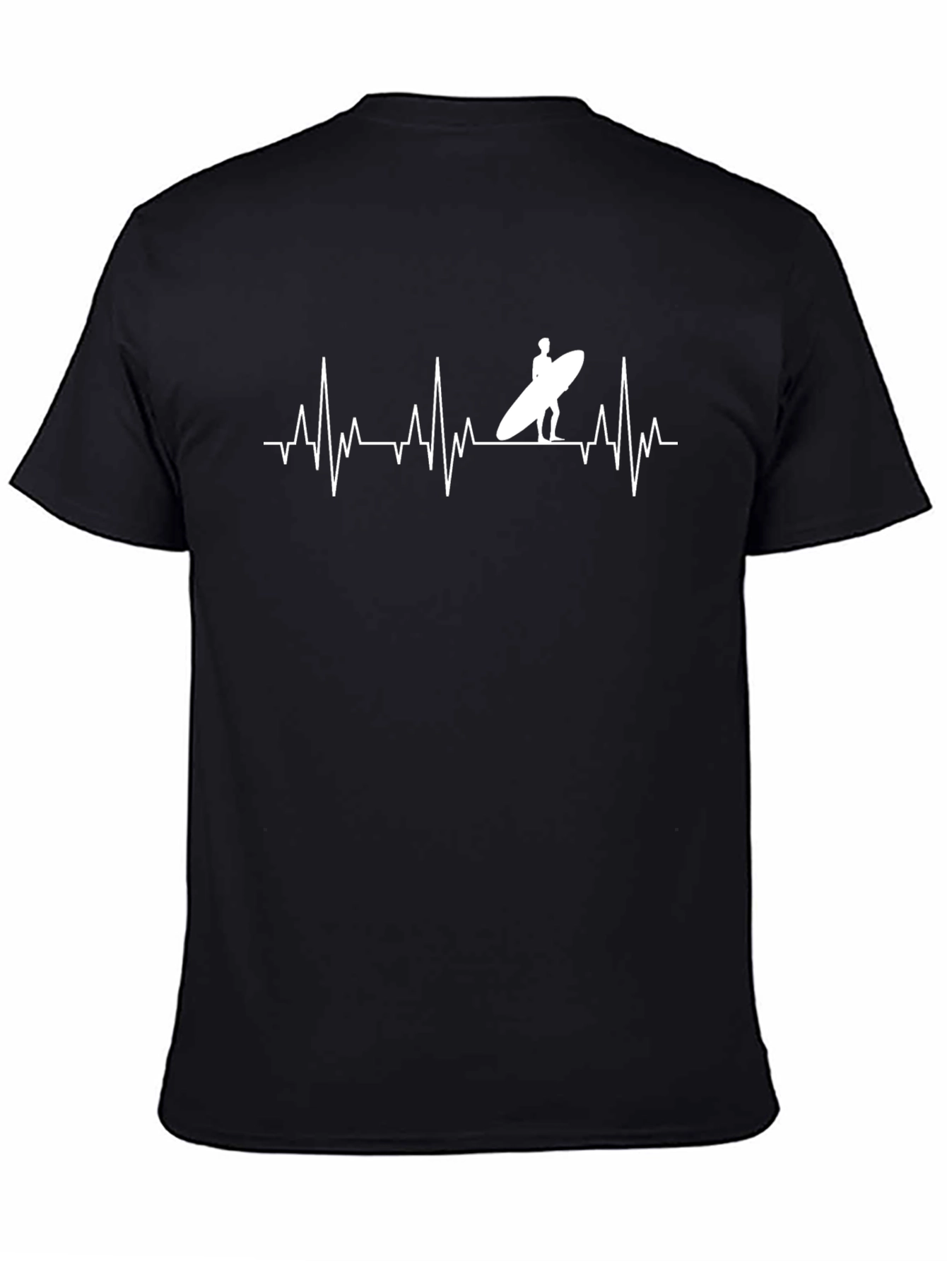 Surfing Heartbeat T-Shirt - Mens Black Tee