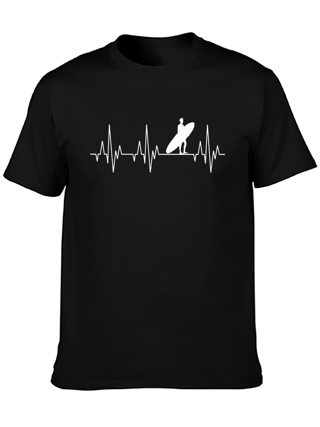 Surfing Heartbeat T-Shirt - Mens Black Tee