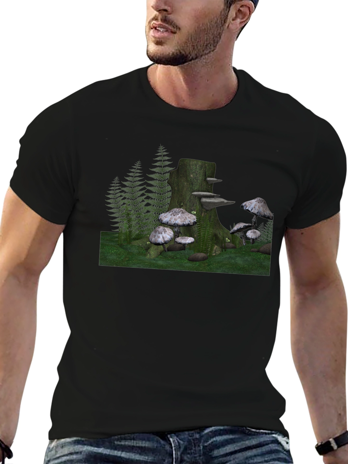Mushroom Forest Stump Graphic Tee