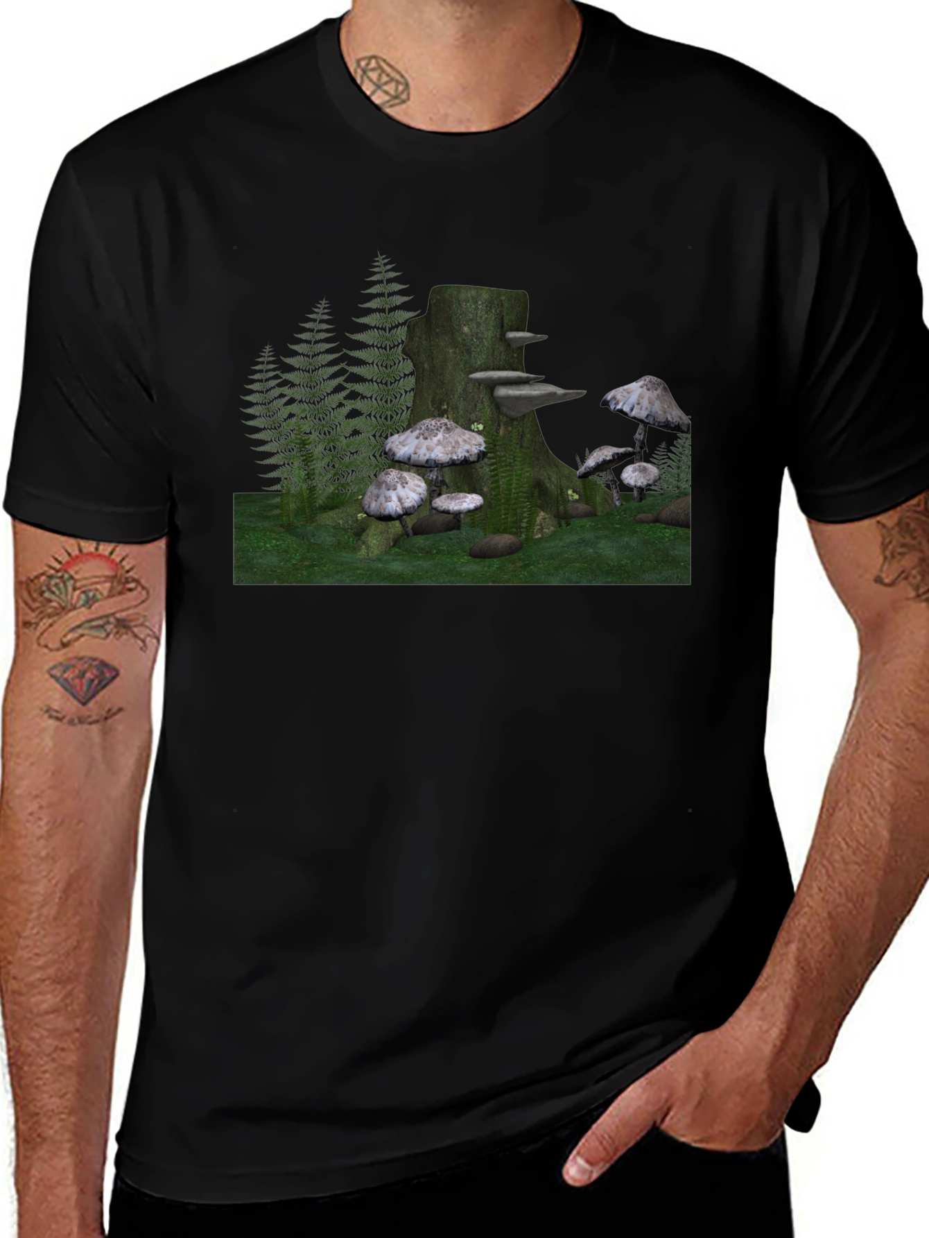 Mushroom Forest Stump Graphic Tee