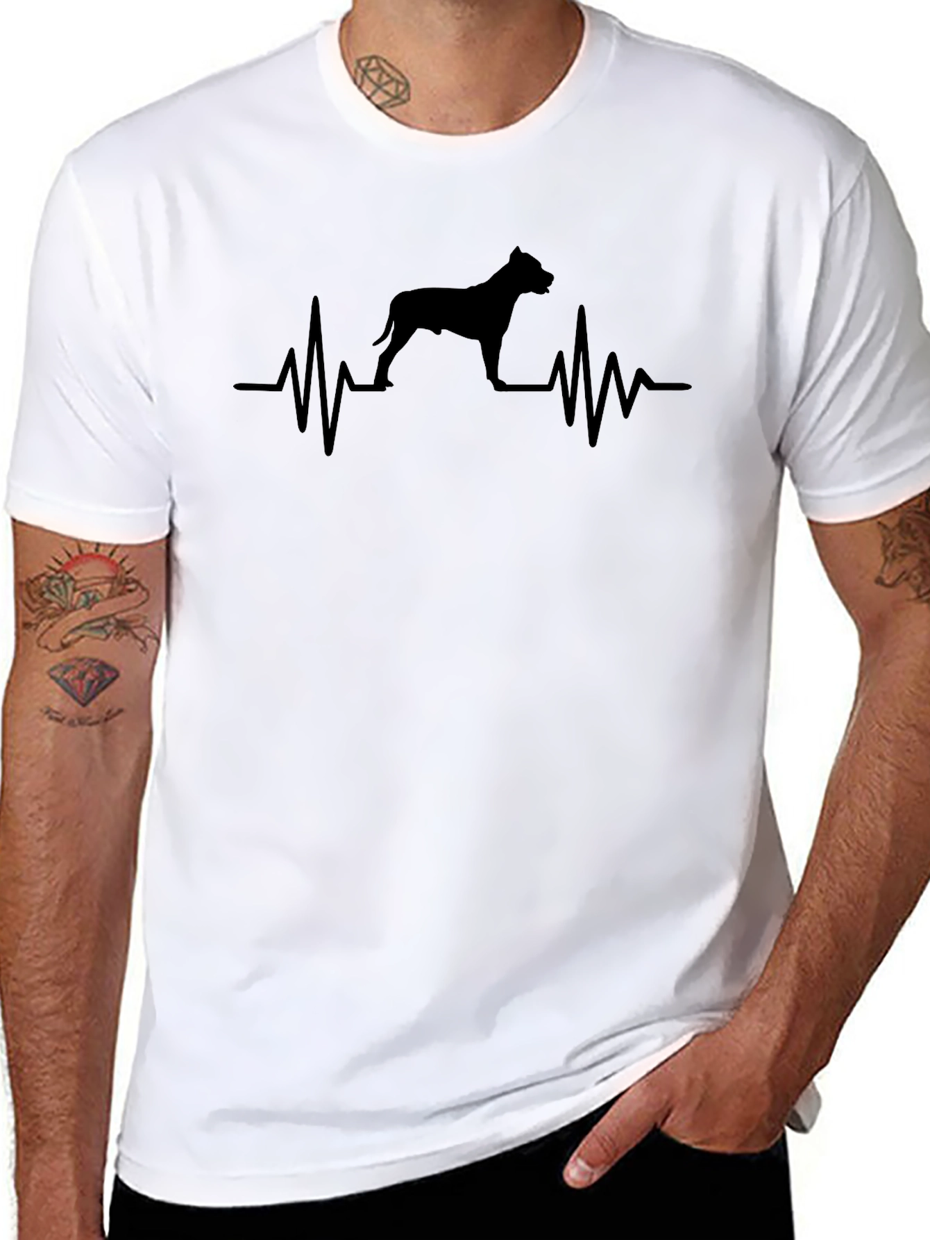 Dog Heartbeat T-Shirt - Mens Crew Neck Tee