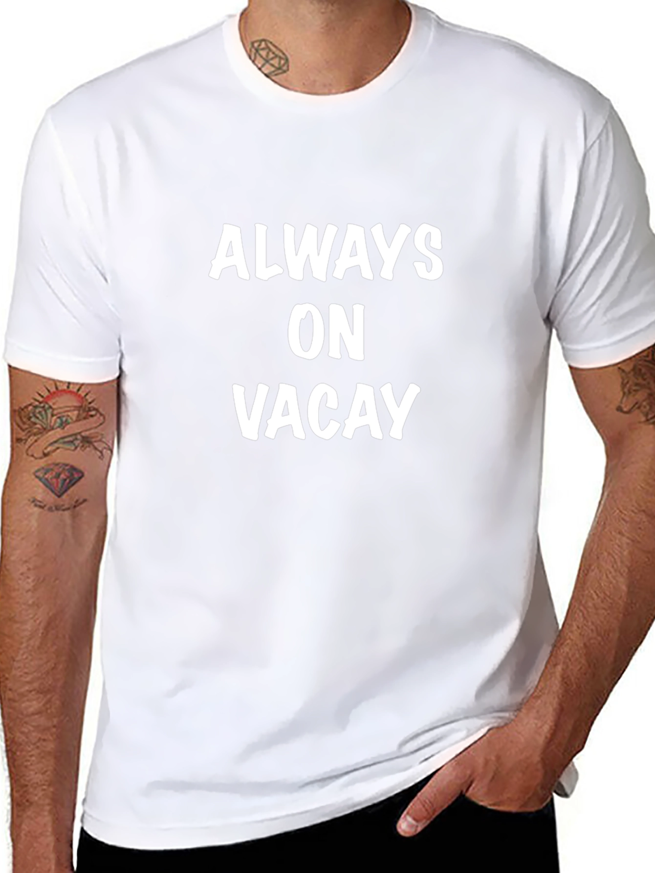 Always On Vacay Black Graphic T-Shirt