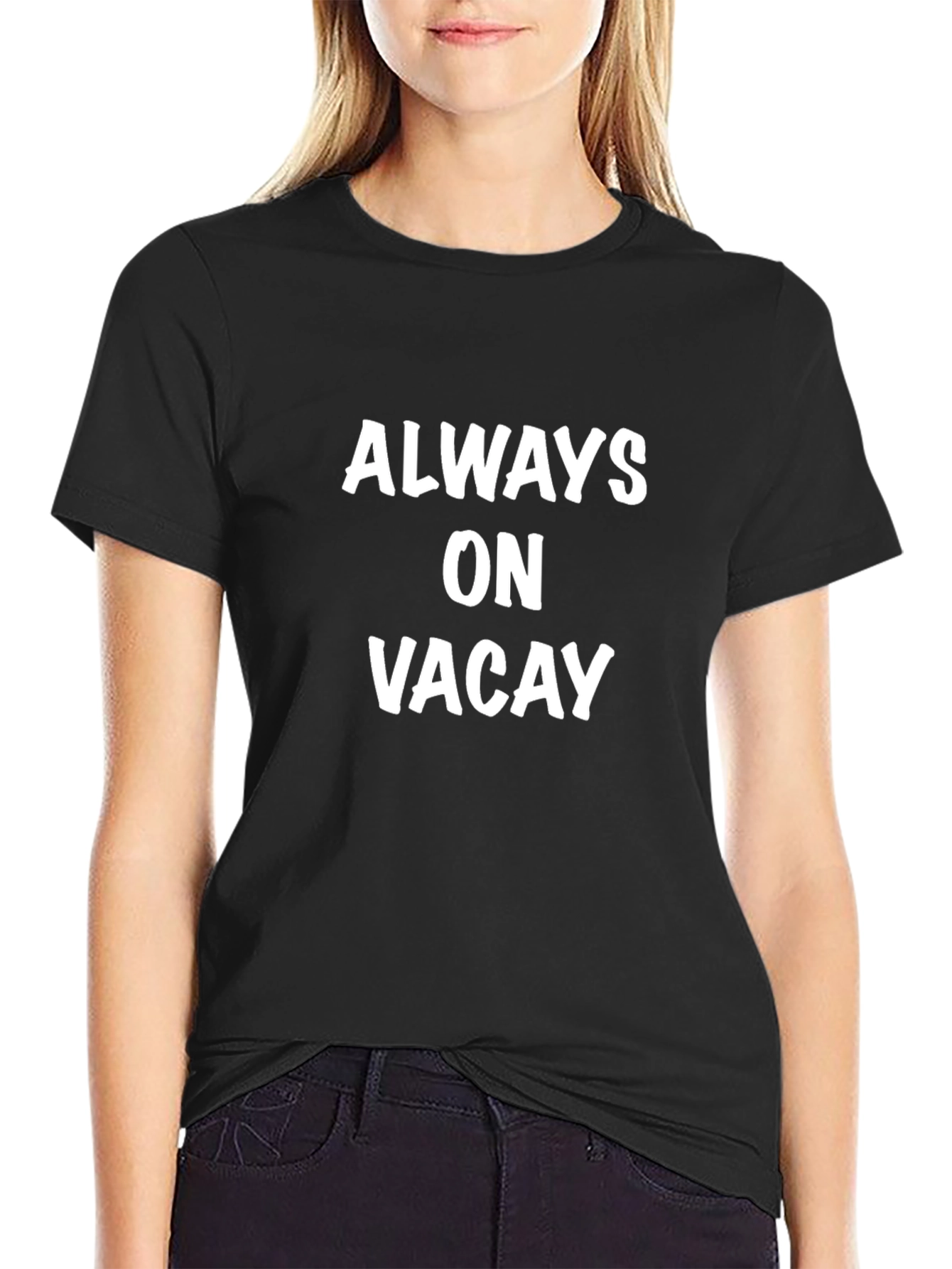 Always On Vacay Black Graphic T-Shirt