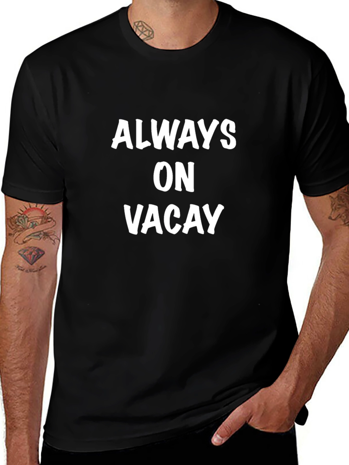 Always On Vacay Black Graphic T-Shirt