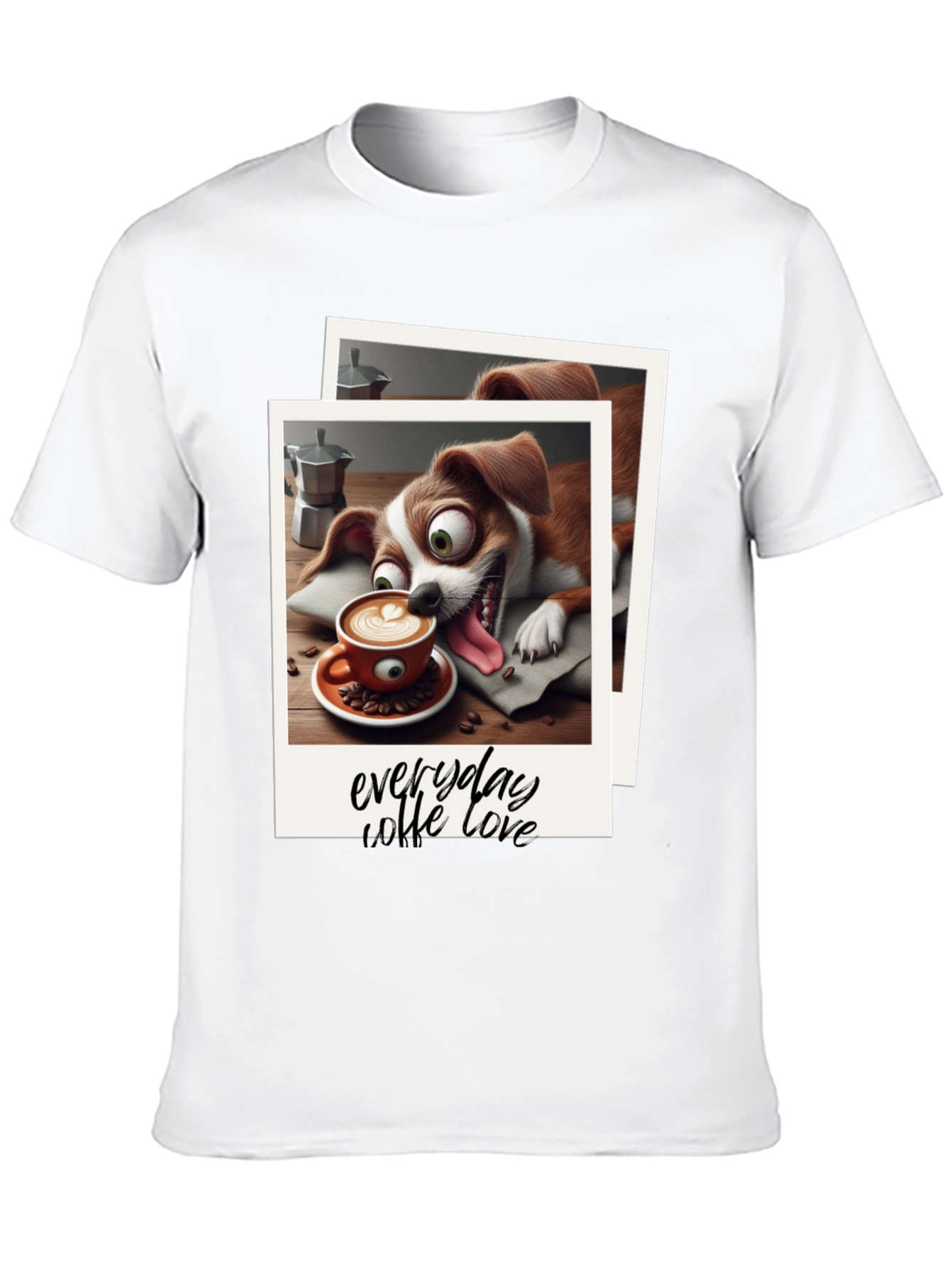 Everyday Coffee Love T-Shirt - Cute Dog Design