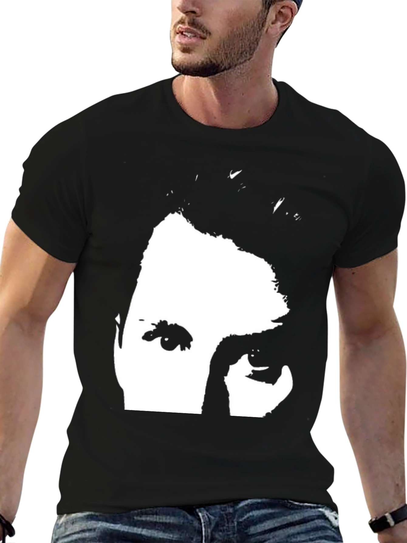 Black T-Shirt with Face Graphic