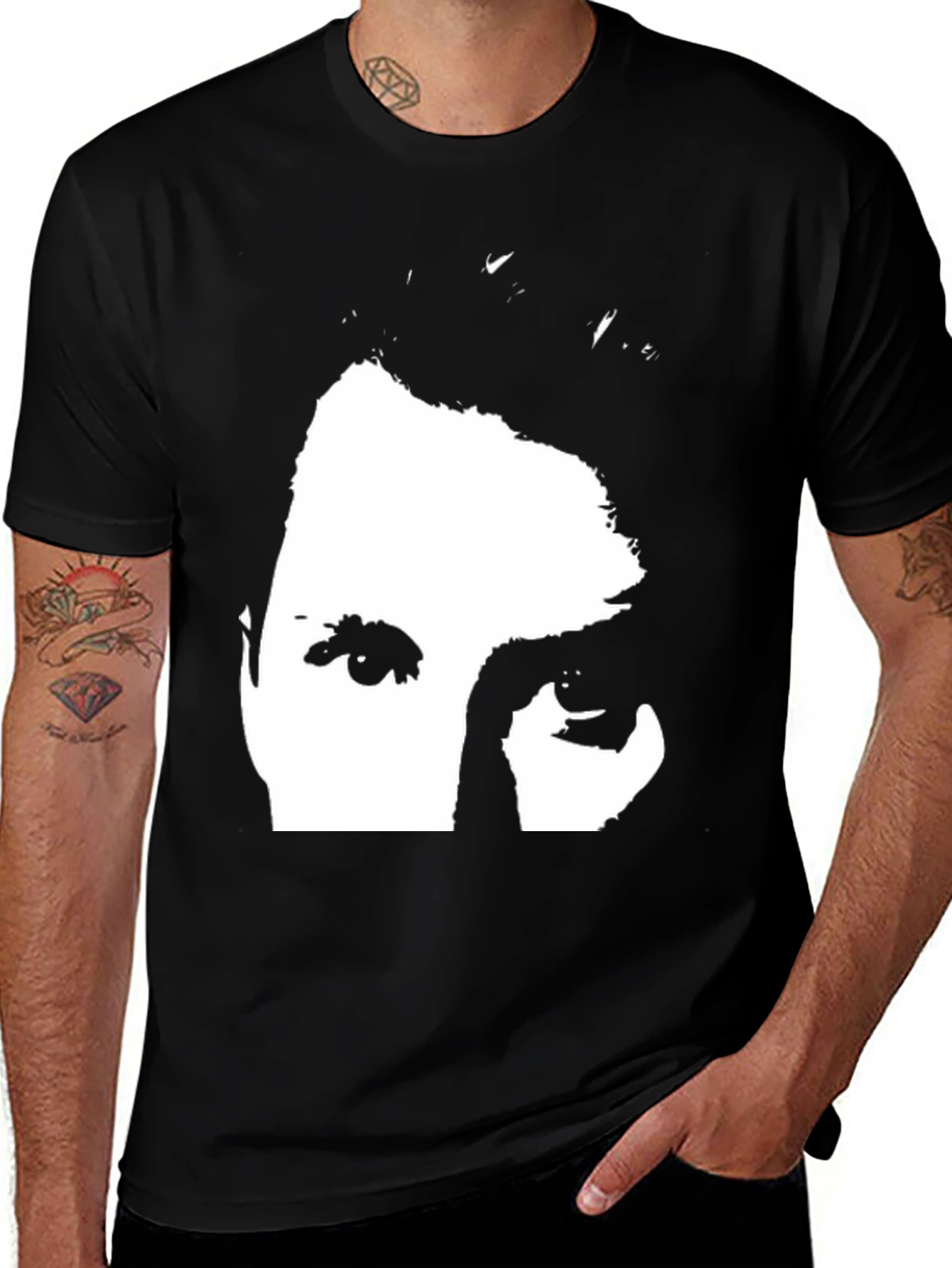 Black T-Shirt with Face Graphic