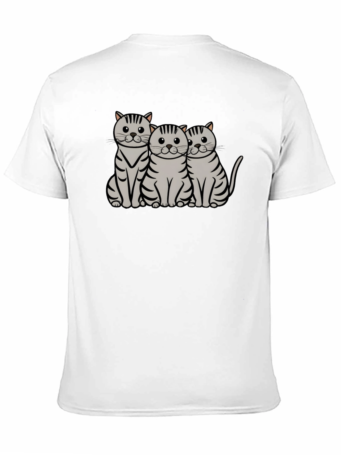 Cute Cat Trio Graphic T-Shirt - Black