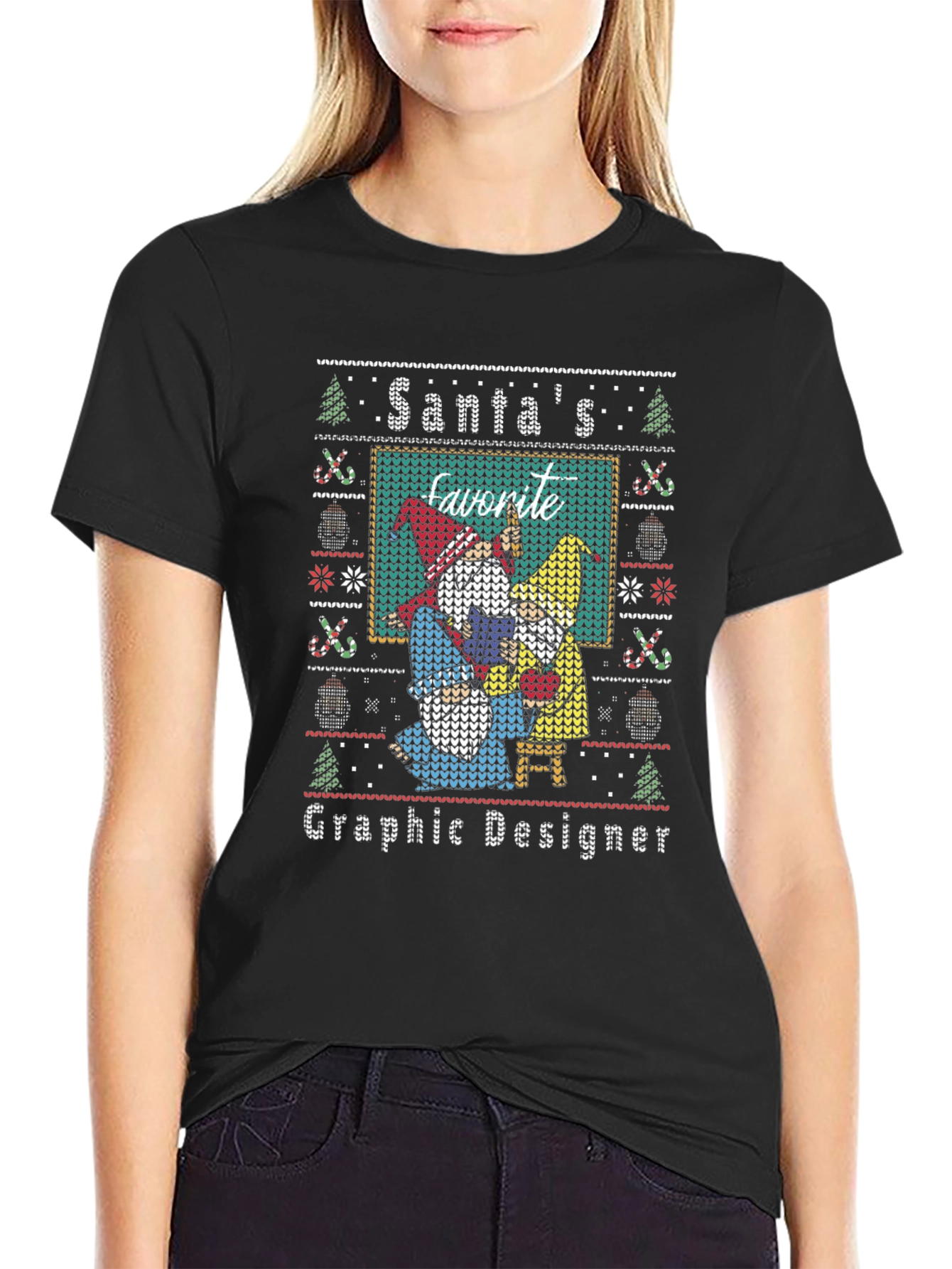 Santas Favorite Graphic Designer Ugly Christmas T-Shirt