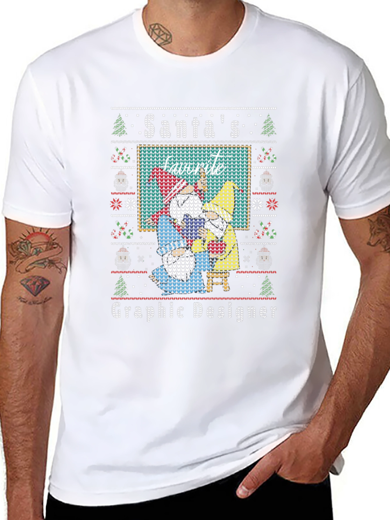 Santas Favorite Graphic Designer Ugly Christmas T-Shirt