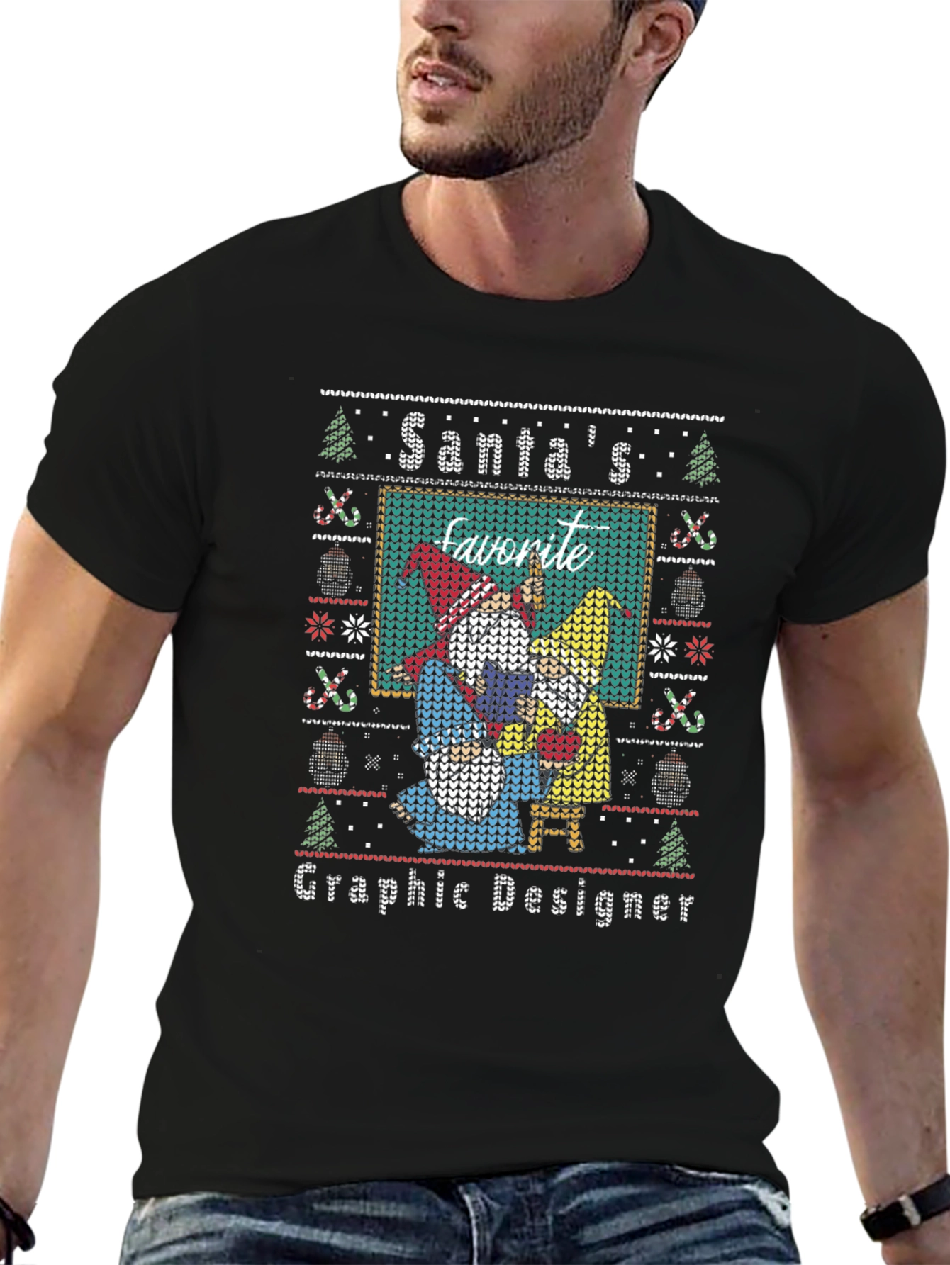 Santas Favorite Graphic Designer Ugly Christmas T-Shirt