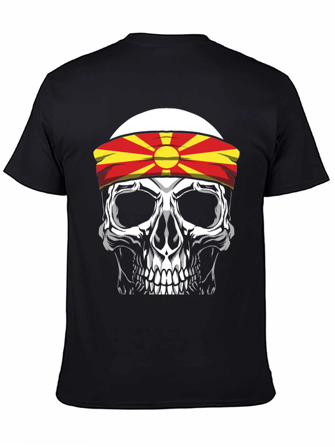 Skull with Macedonia Flag Headband T-Shirt