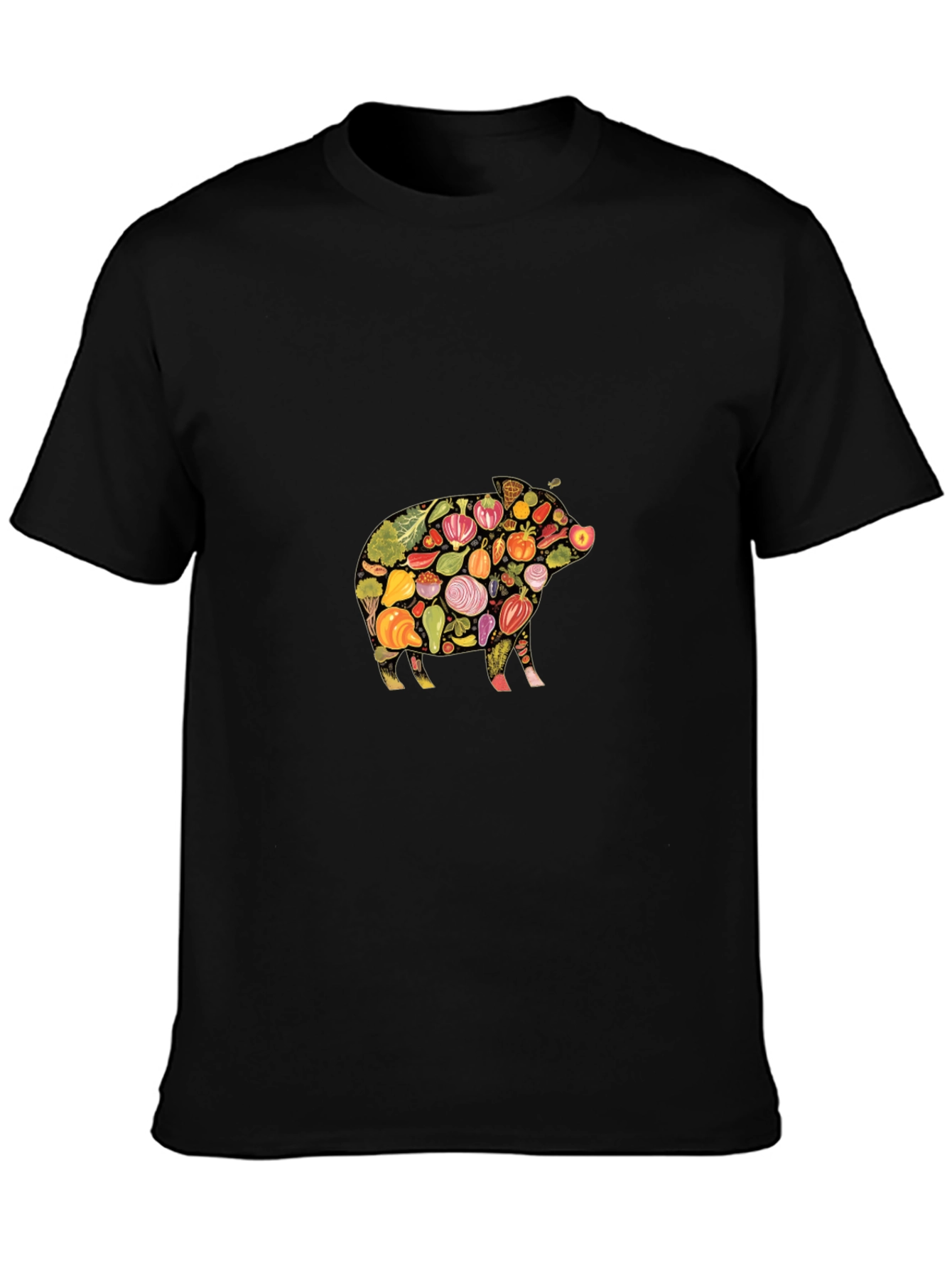 Veggie Pig Black T-Shirt - Unique Food Lover Design