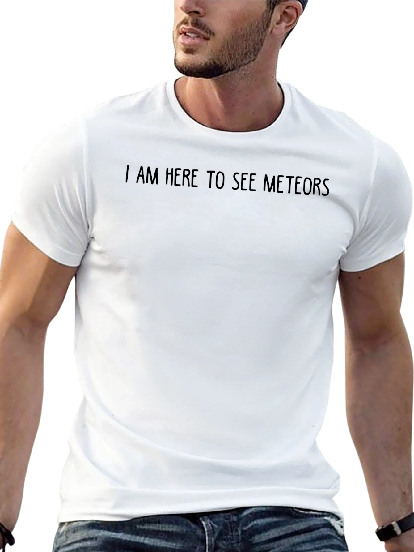 I Am Here to See Meteors Black T-Shirt