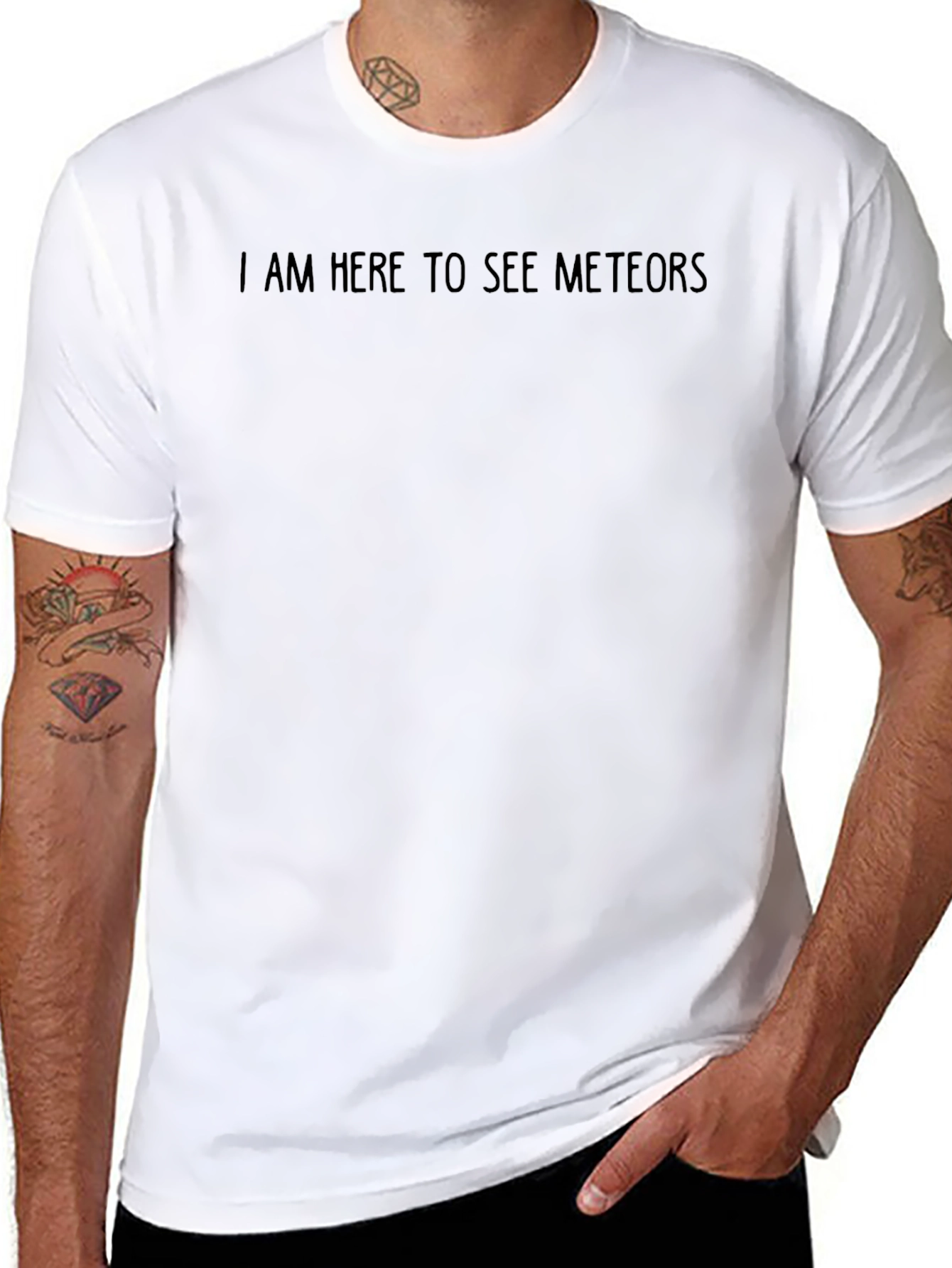 I Am Here to See Meteors Black T-Shirt