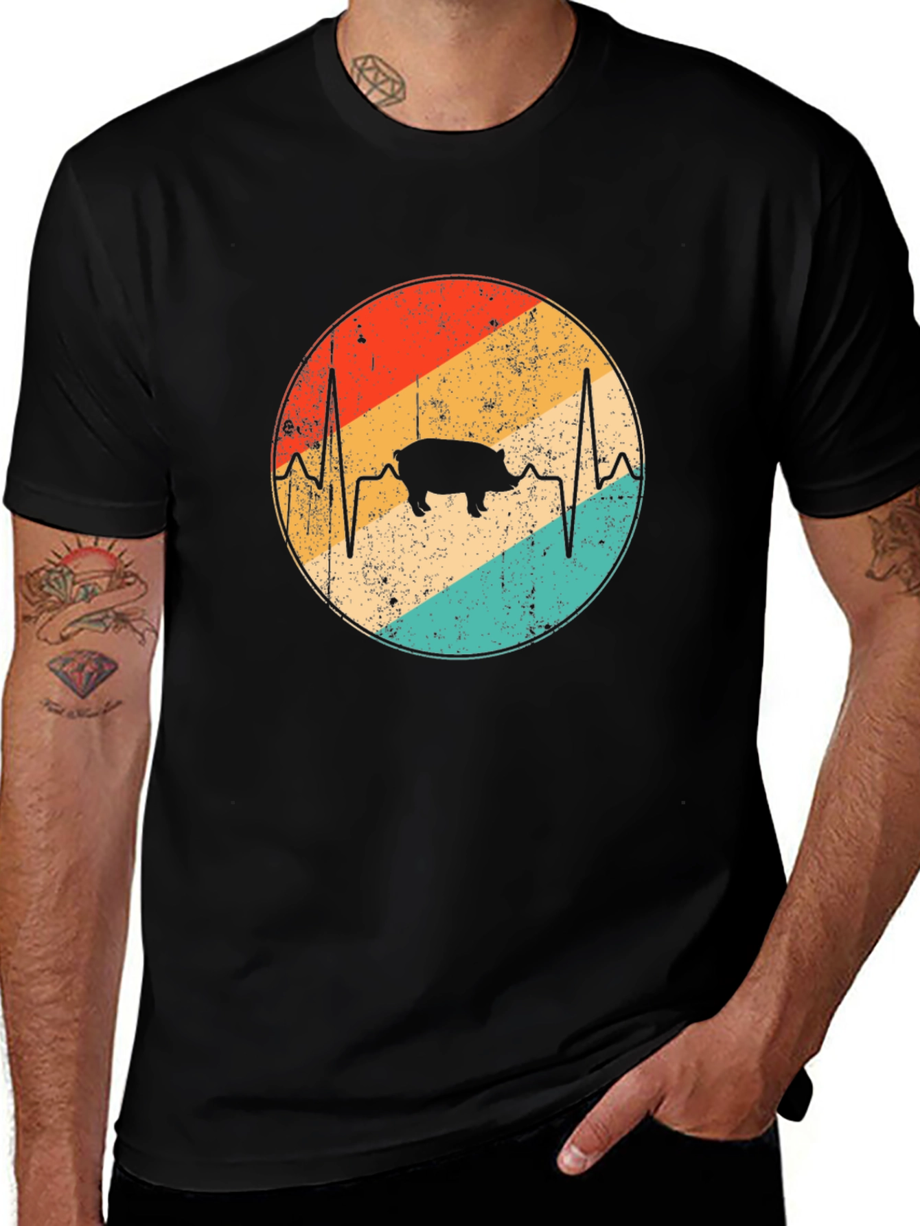 Retro Pig Heartbeat T-Shirt