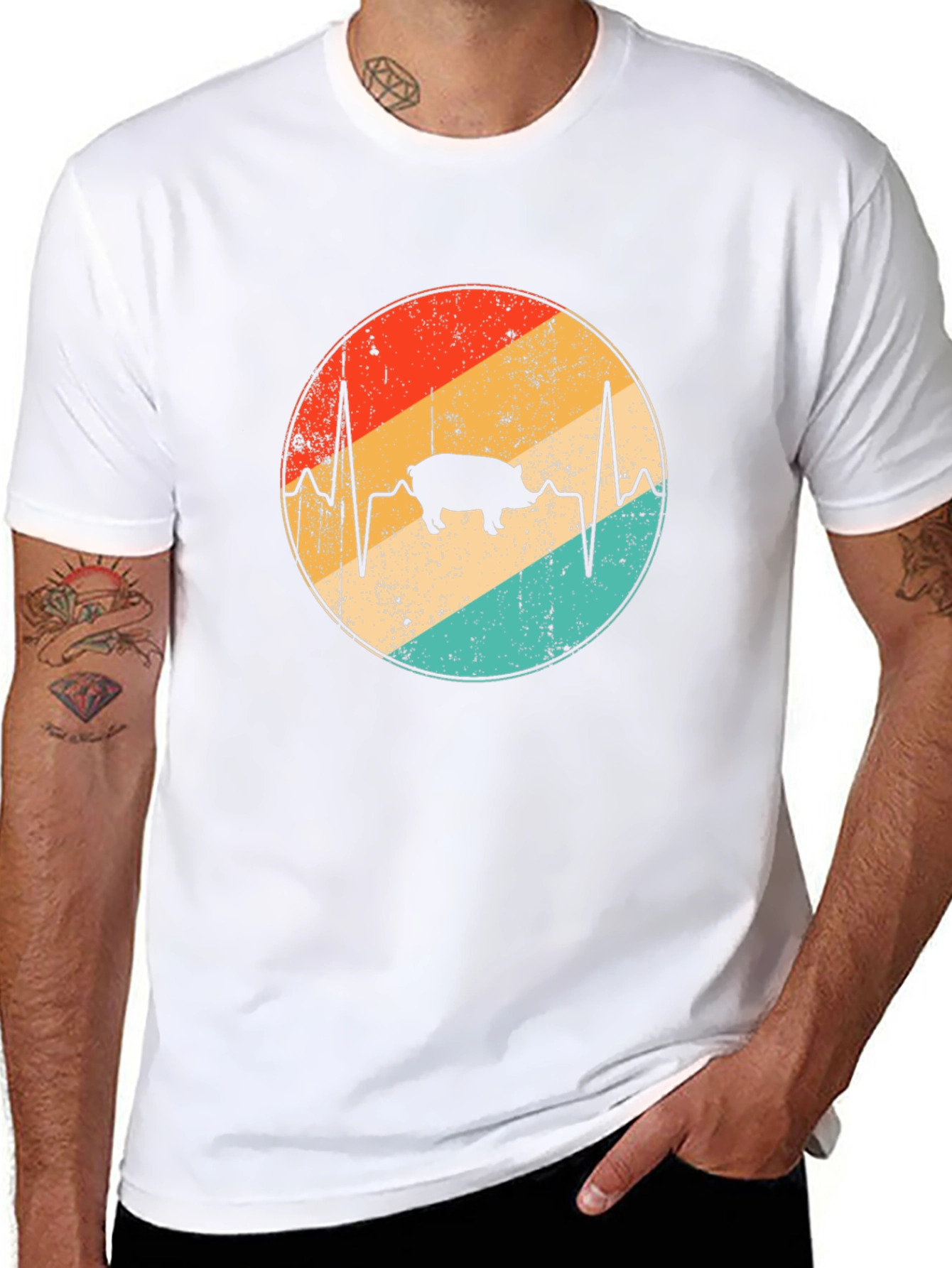 Retro Pig Heartbeat T-Shirt