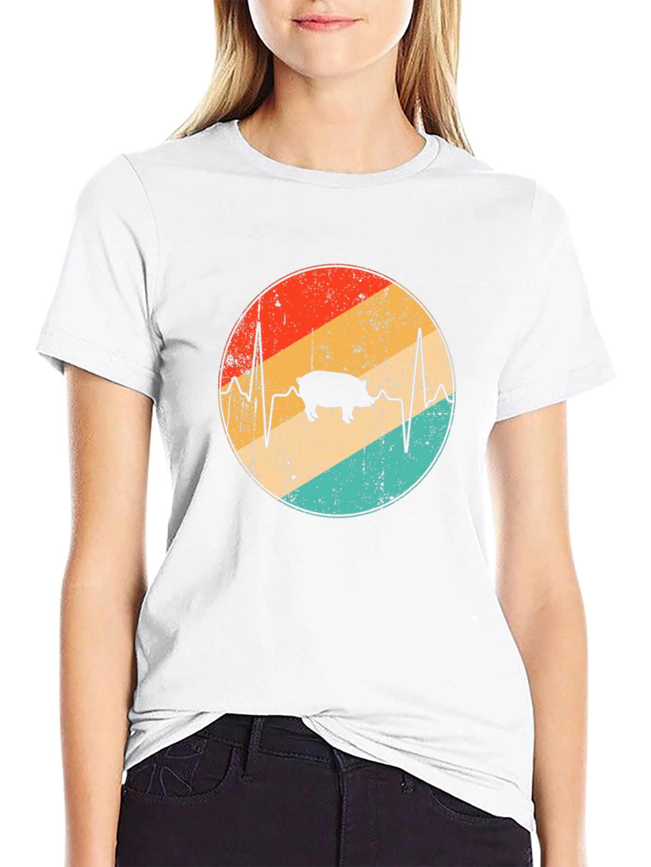Retro Pig Heartbeat T-Shirt