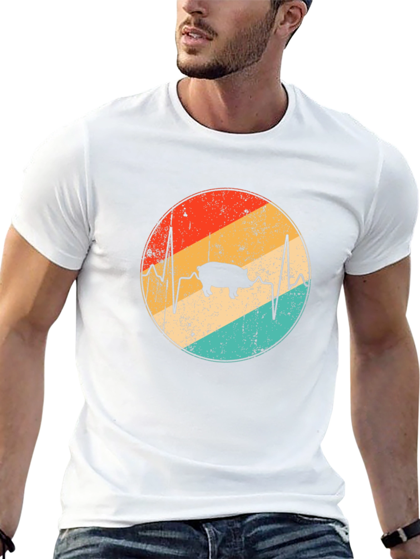 Retro Pig Heartbeat T-Shirt