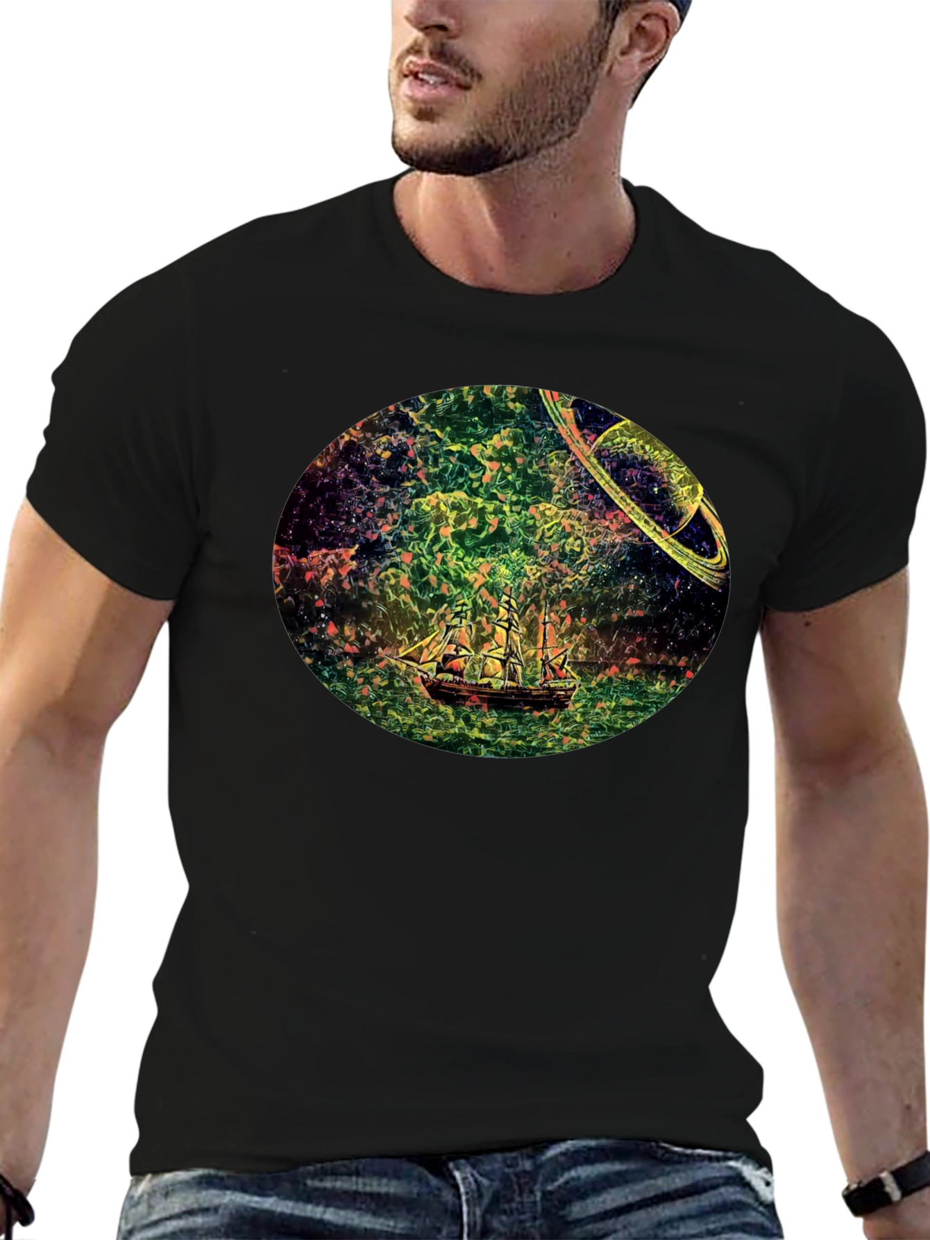 Celestial Ship Graphic T-Shirt