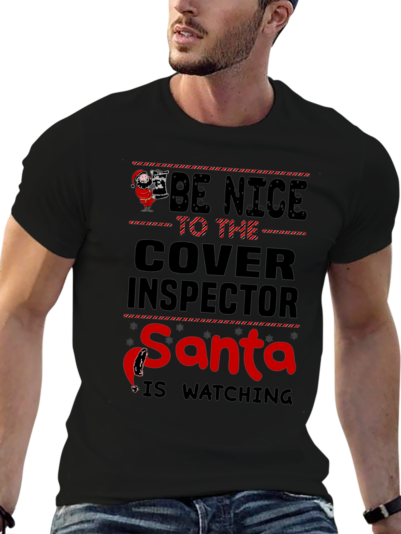 Funny Santa Cover Inspector Christmas T-Shirt