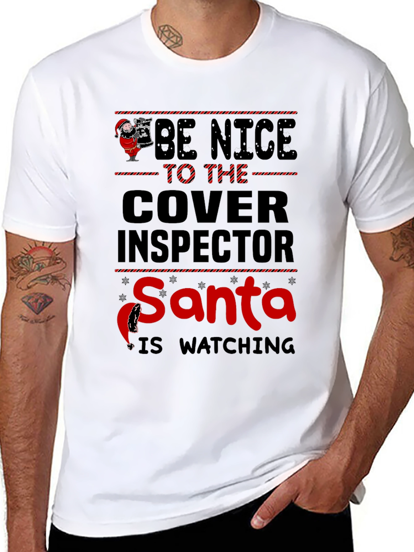 Funny Santa Cover Inspector Christmas T-Shirt