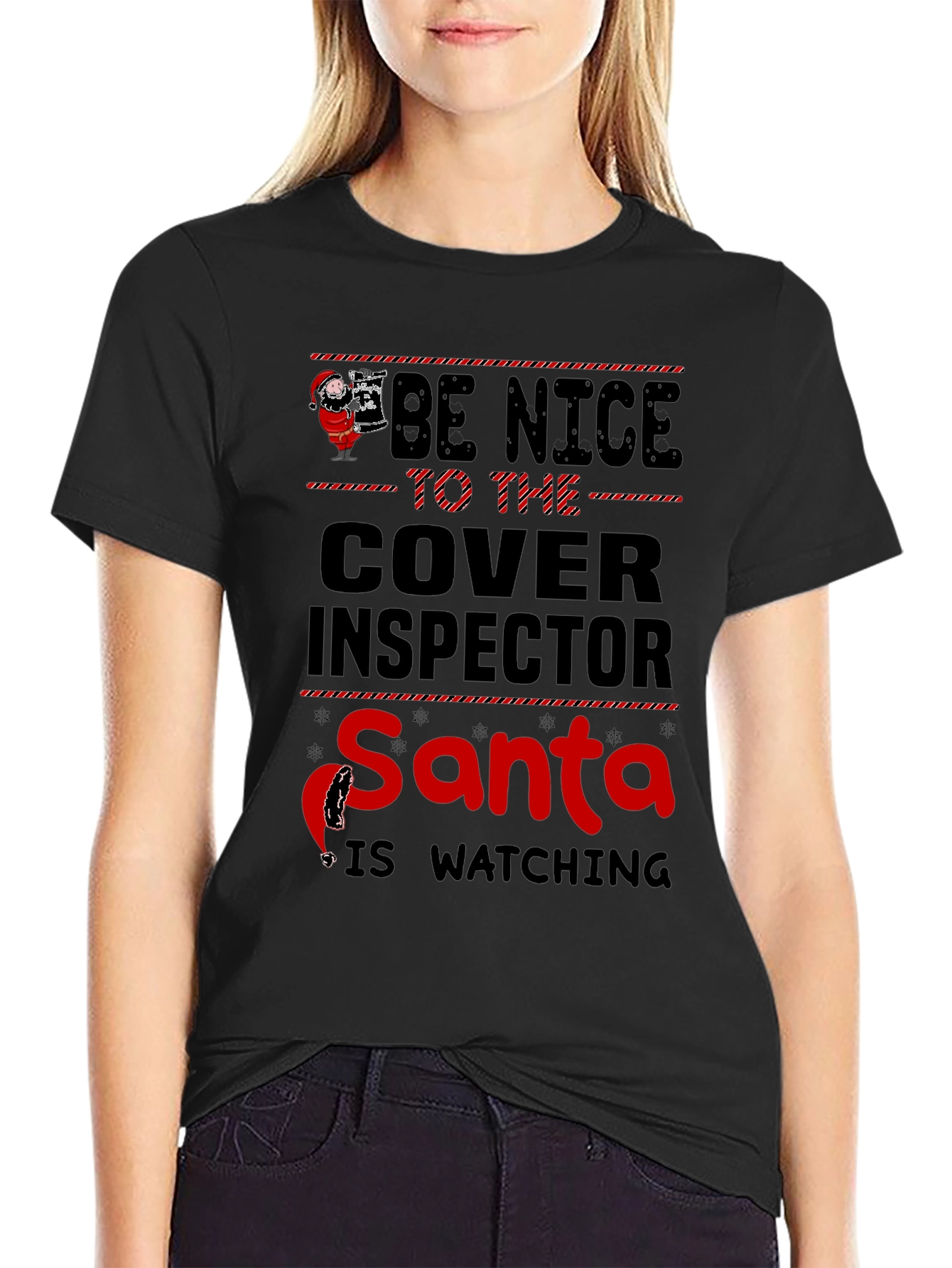Funny Santa Cover Inspector Christmas T-Shirt