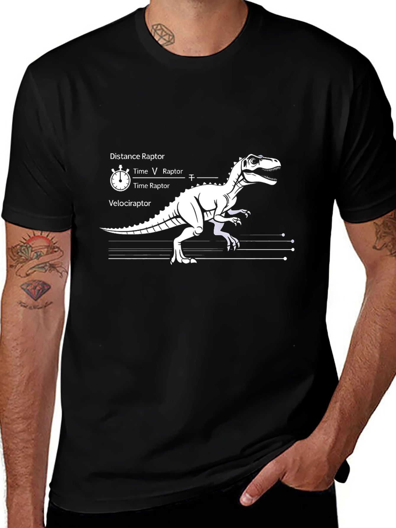Distance Raptor Velociraptor Black T-Shirt
