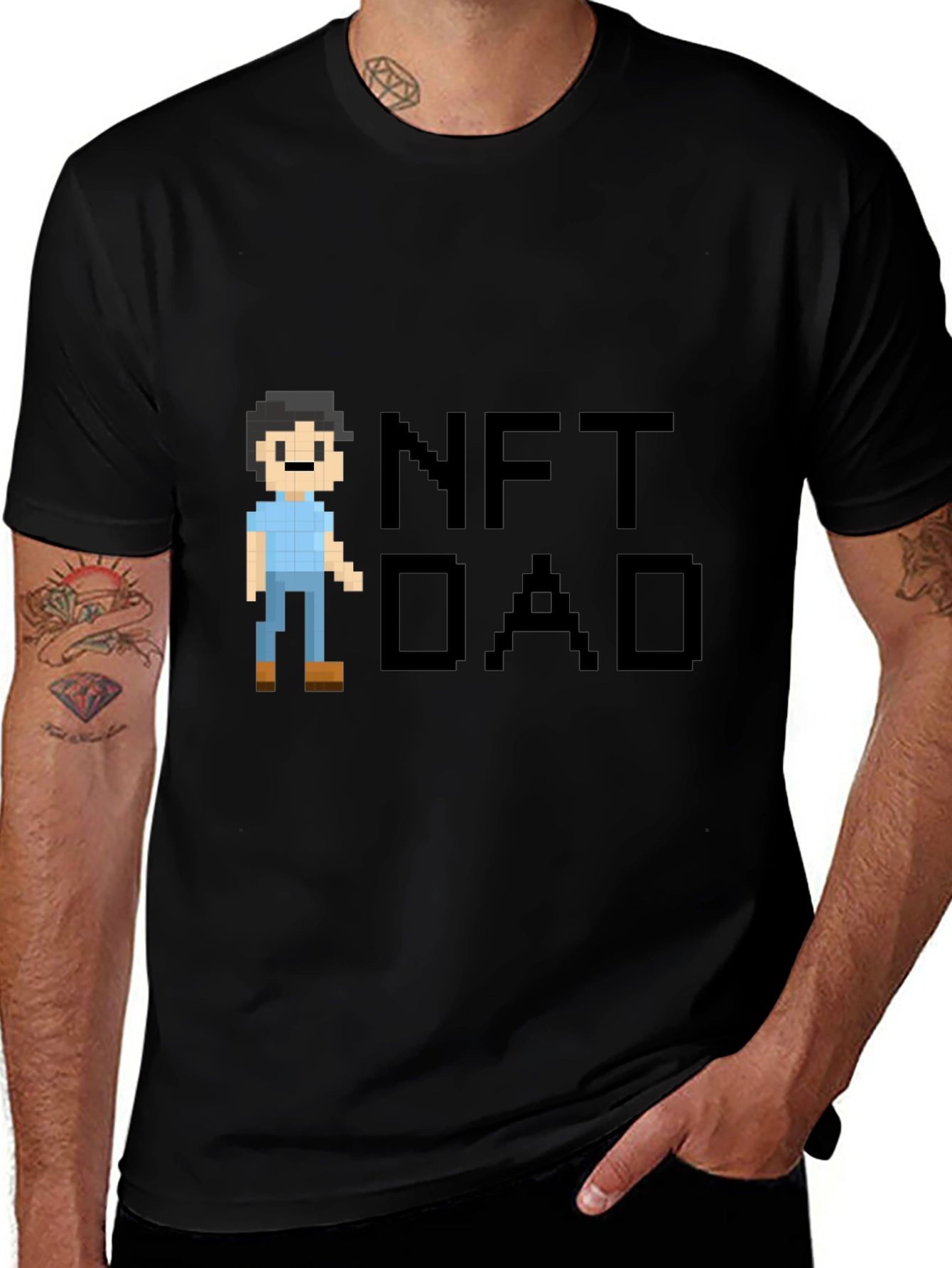 NFT Dad Pixel Art Black T-Shirt