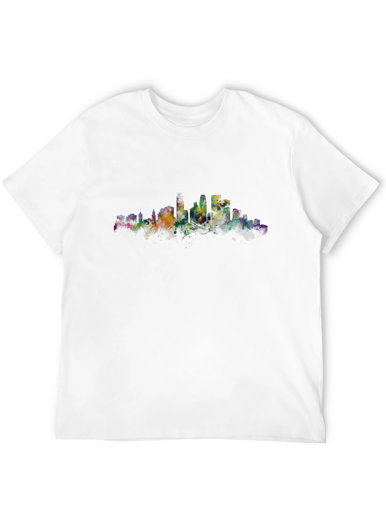 Cityscape Watercolor Black T-Shirt