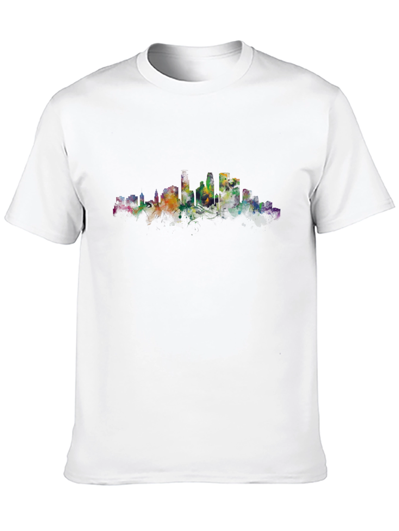 Cityscape Watercolor Black T-Shirt
