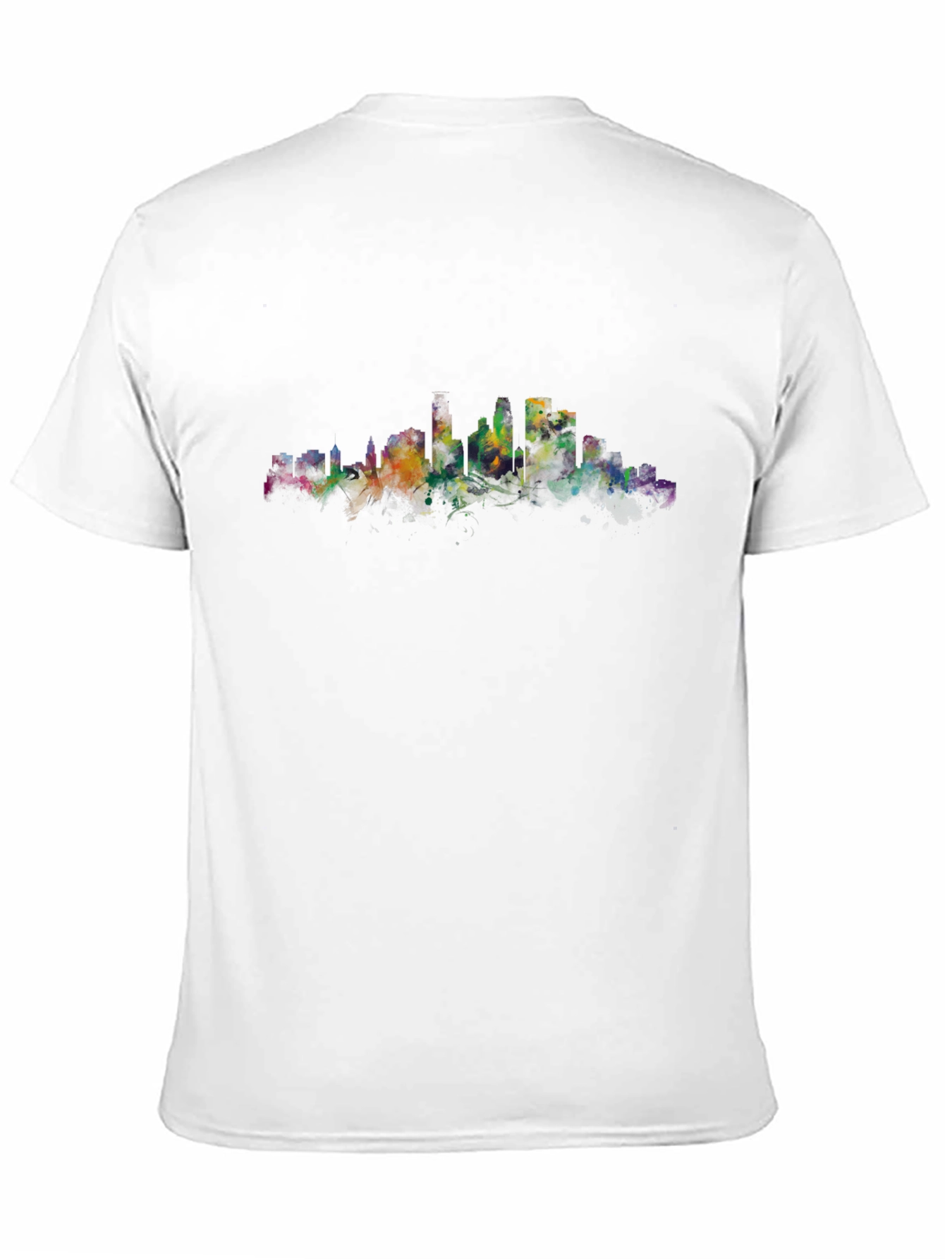 Cityscape Watercolor Black T-Shirt