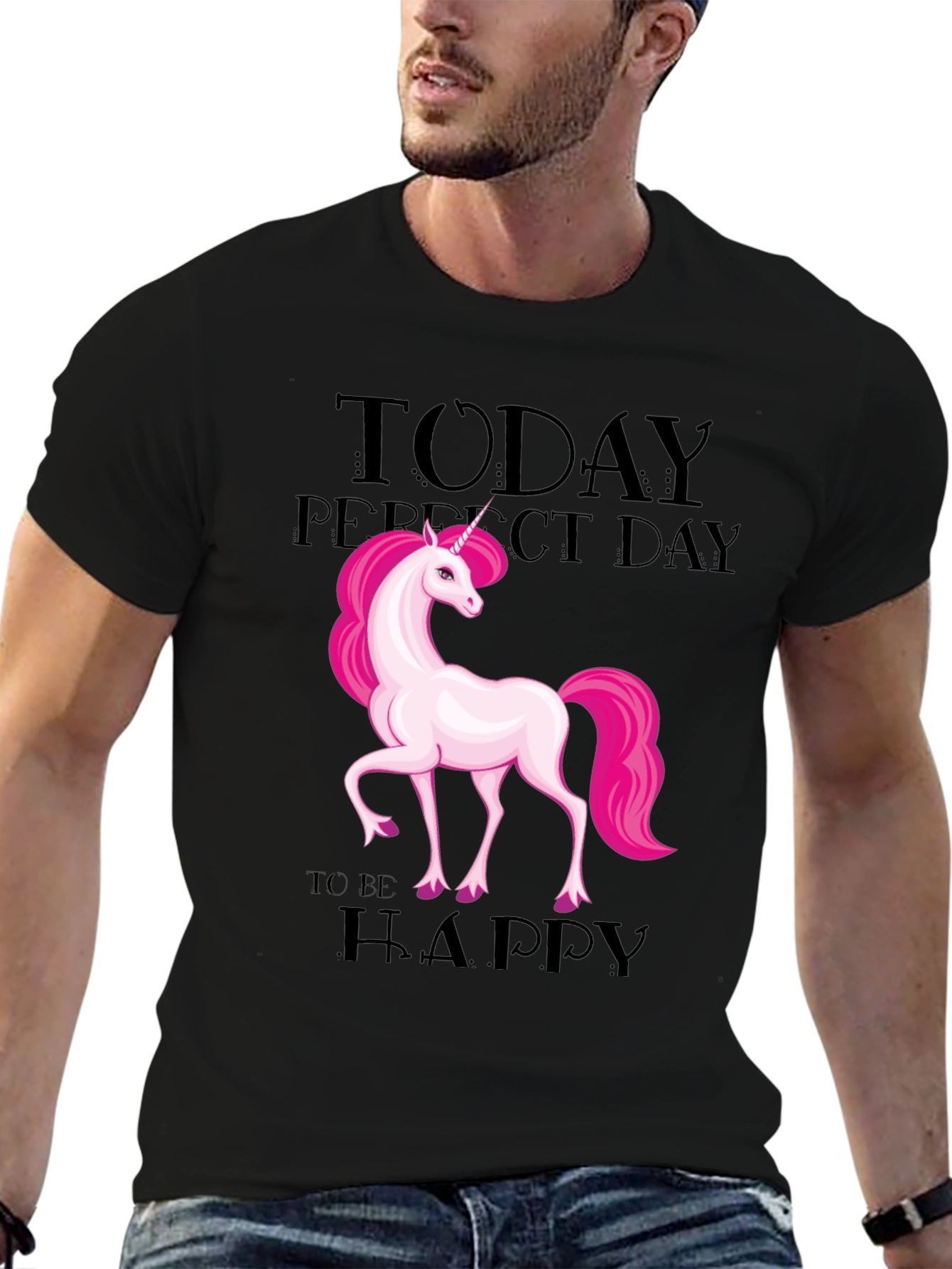 Unicorn Perfect Day Black T-Shirt