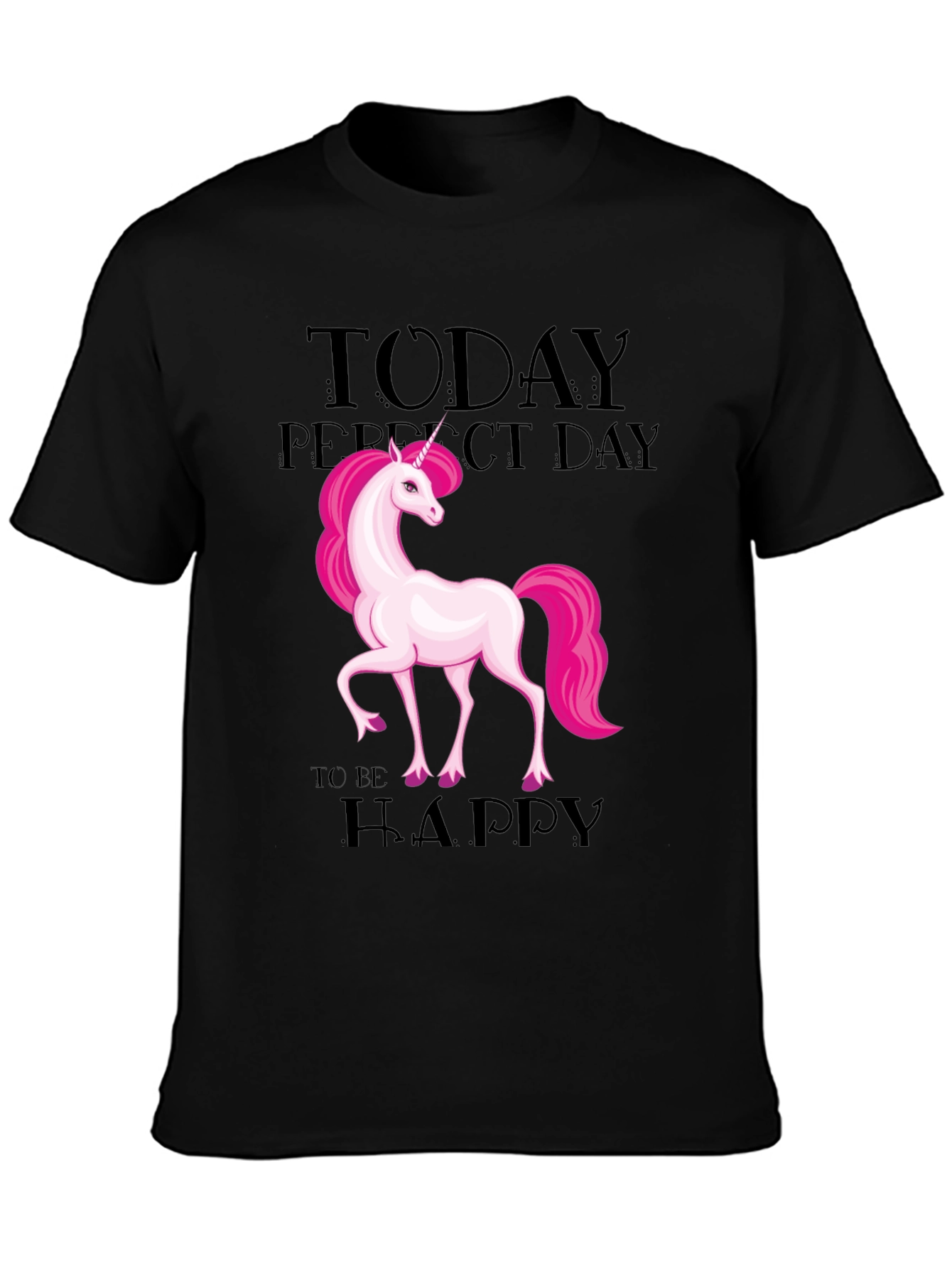 Unicorn Perfect Day Black T-Shirt