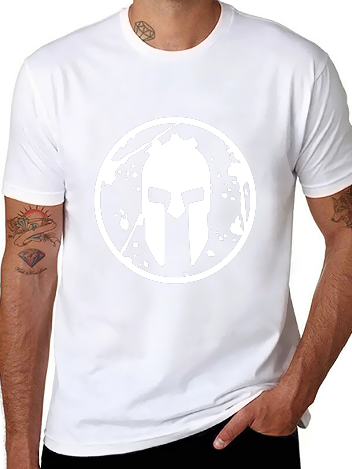 Spartan Helmet Graphic Tee - Black Casual Shirt