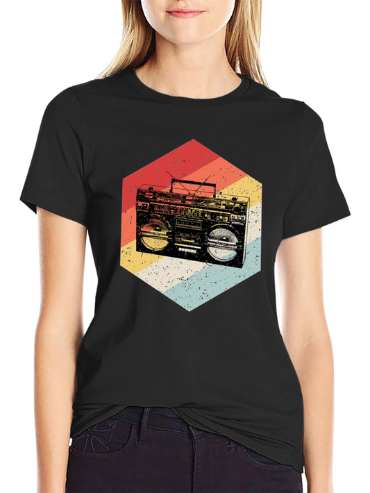 Retro Boombox Graphic Tee - Vintage Style T-Shirt