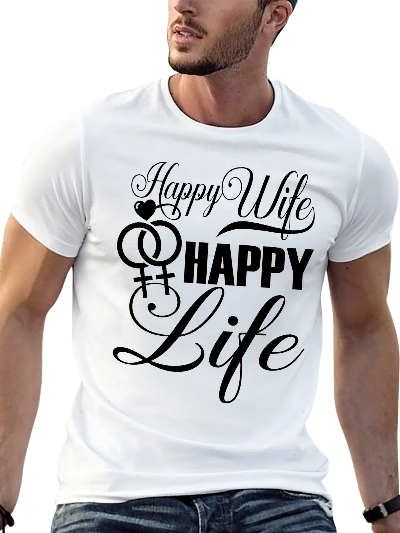 Happy Wife Happy Life Black Graphic Tee