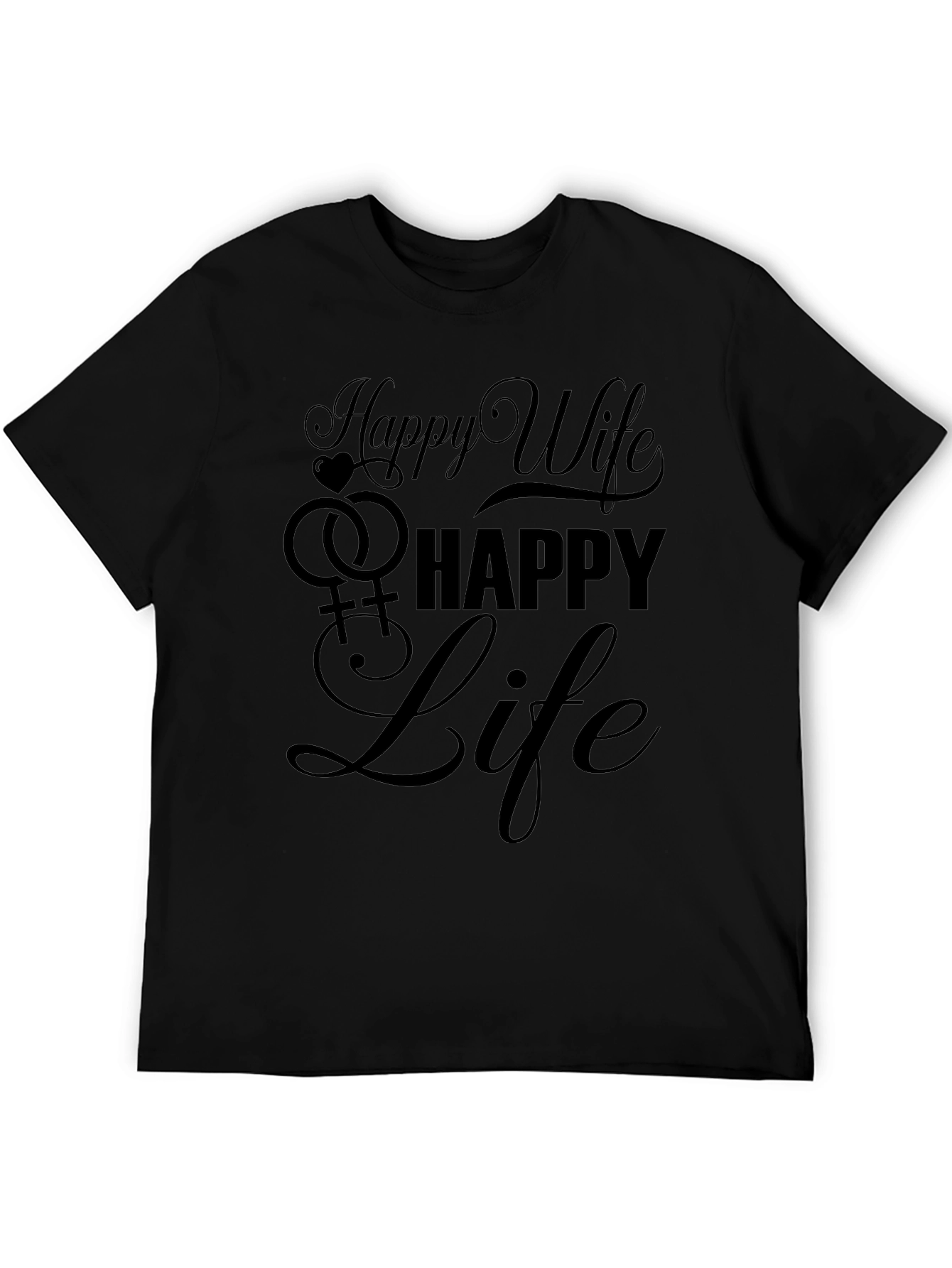 Happy Wife Happy Life Black Graphic Tee