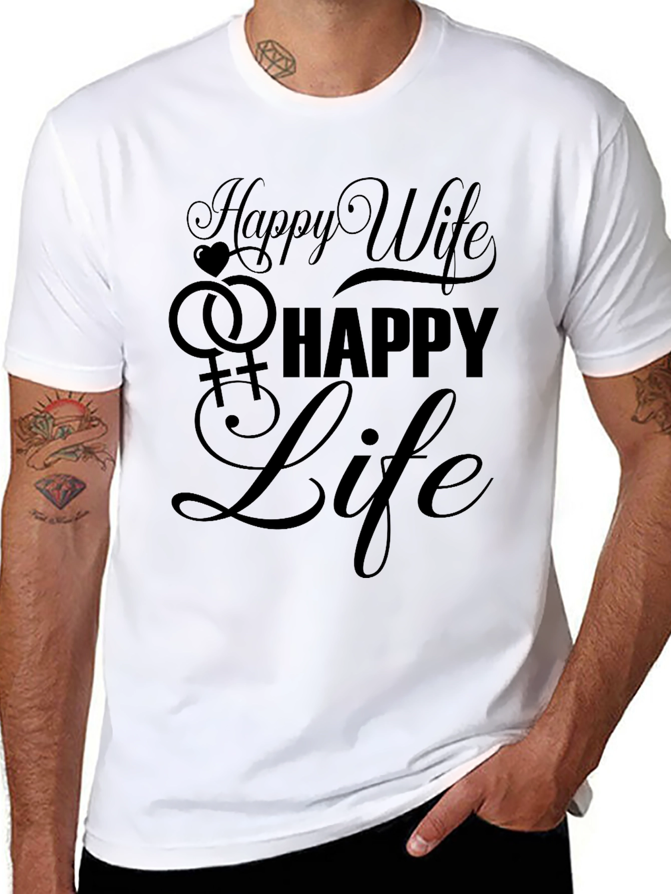 Happy Wife Happy Life Black Graphic Tee