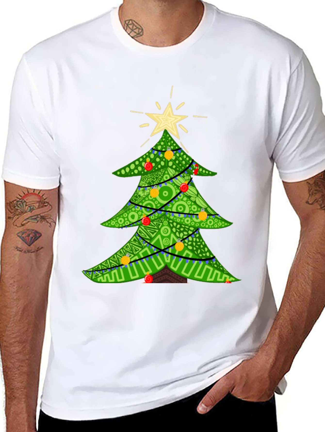 Festive Christmas Tree Graphic Tee - Holiday Apparel