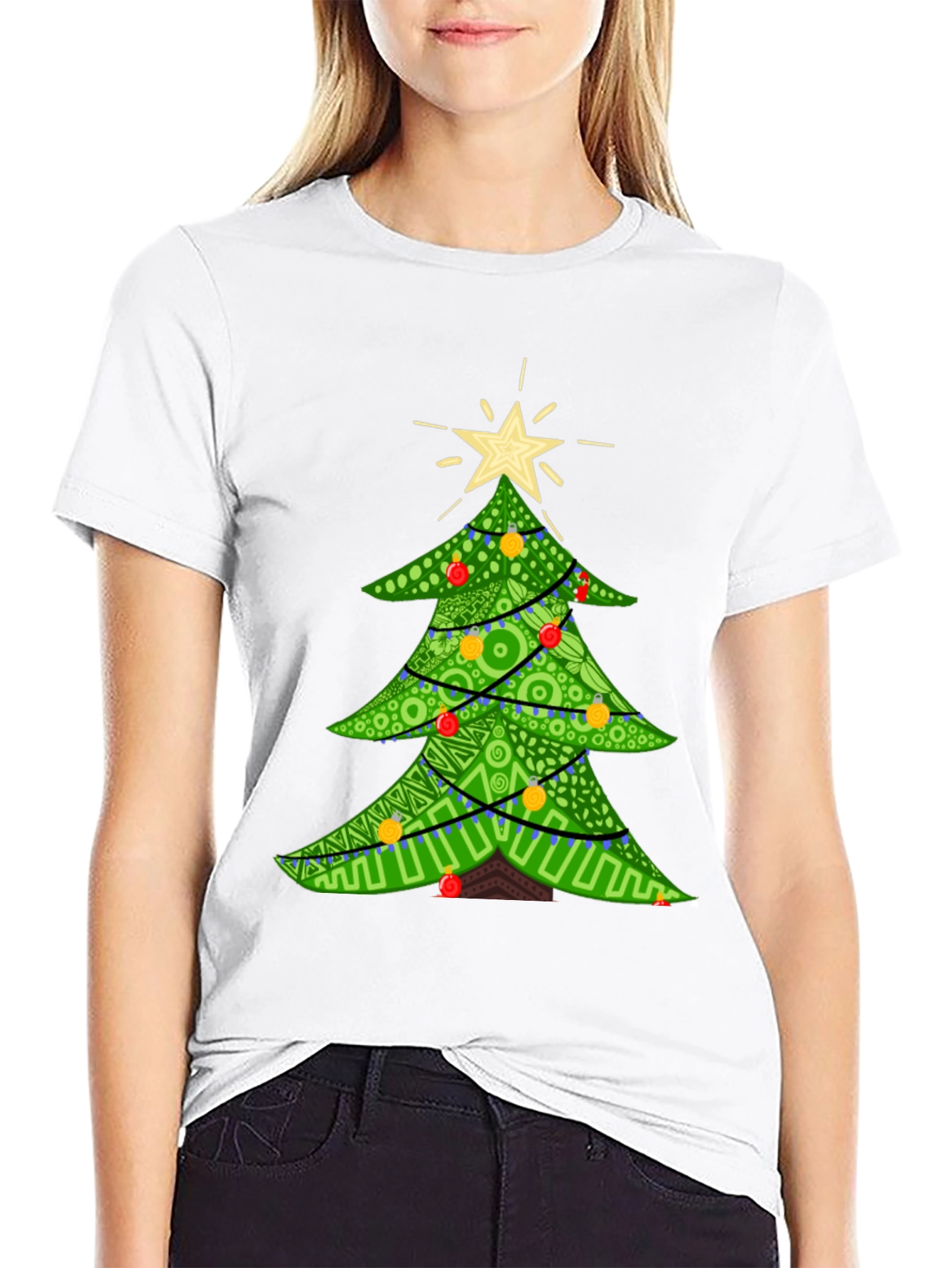 Festive Christmas Tree Graphic Tee - Holiday Apparel